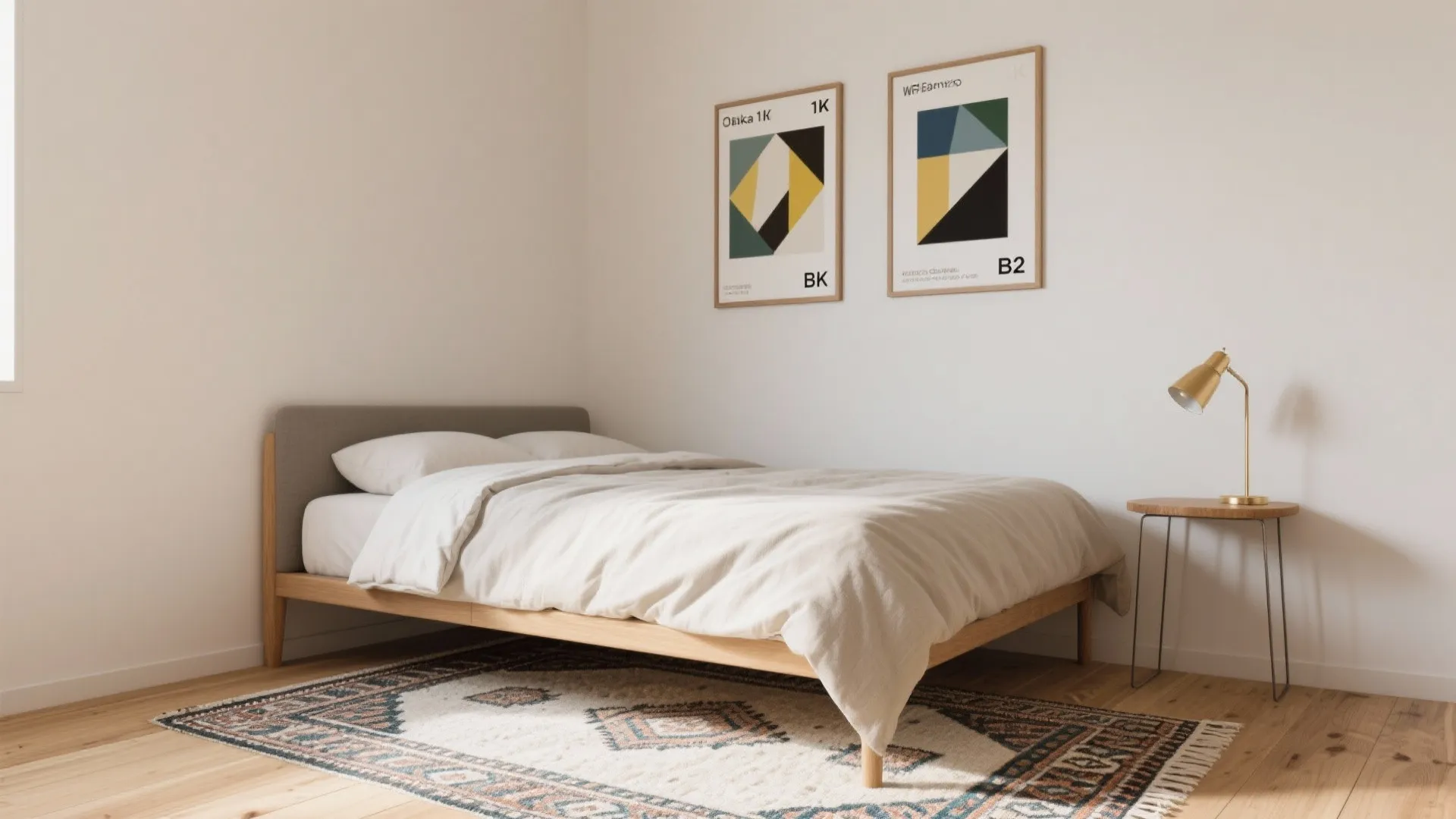 Tips 5: ベッドヘッドを「飾る壁」に—柄と高さのバランス