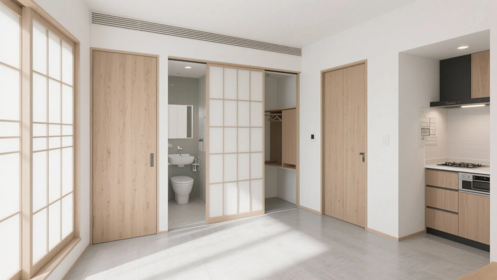 Tips 3: 大阪の1Kで効率化―“動線规划”に合わせて開口部を引き戸に