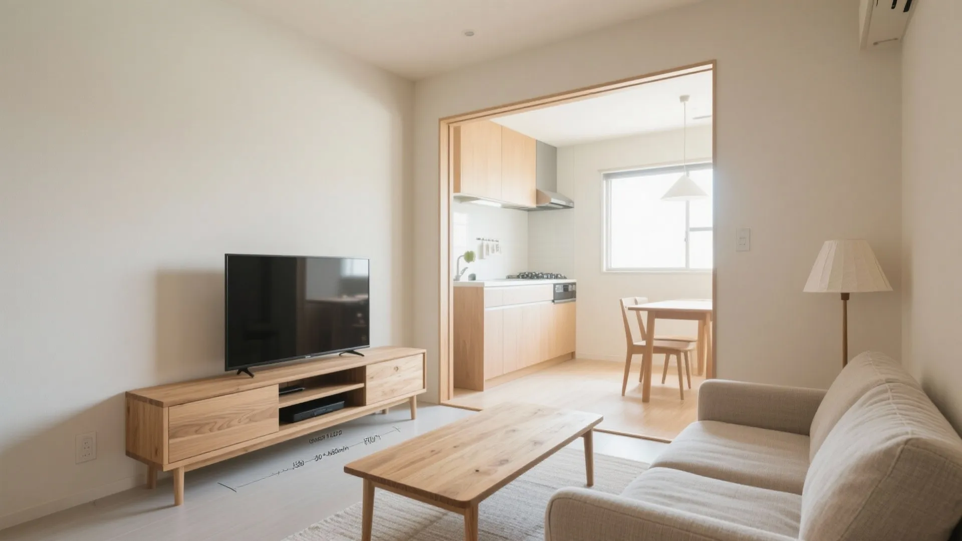 Tips 2: 1K/1LDKの動線を崩さない低背テレビボード（動線規画）