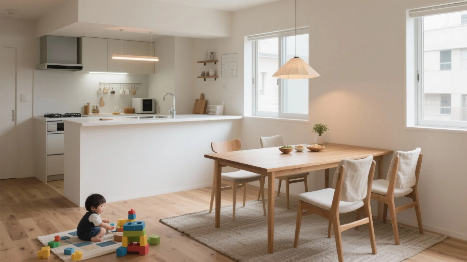Tips 2: DKは“二層の機能”で分ける—食事と遊びを柔らかくゾーニング（日式風格）