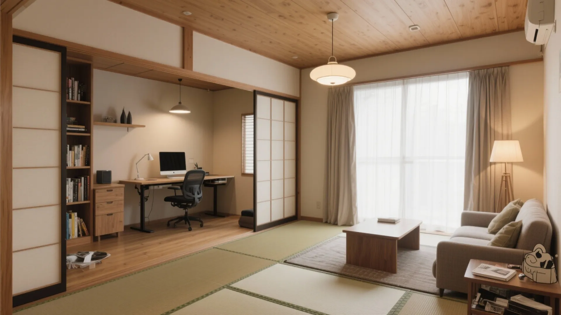 Tips 2: 2DKは“用途の二層化”で広がる（リビングとワークの切り替え）