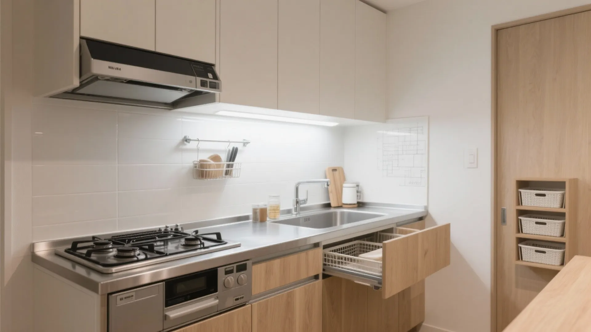 大阪の2LDK：キッチンまわりの収納技巧でクリーニング費を最小化