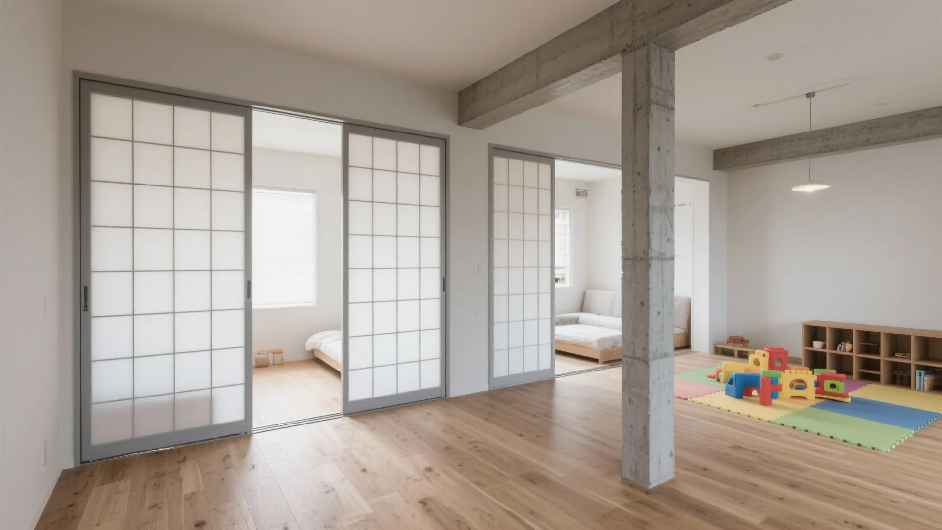 可変間仕切りで“5部屋”を運用する（動線規模を崩さず可動化）