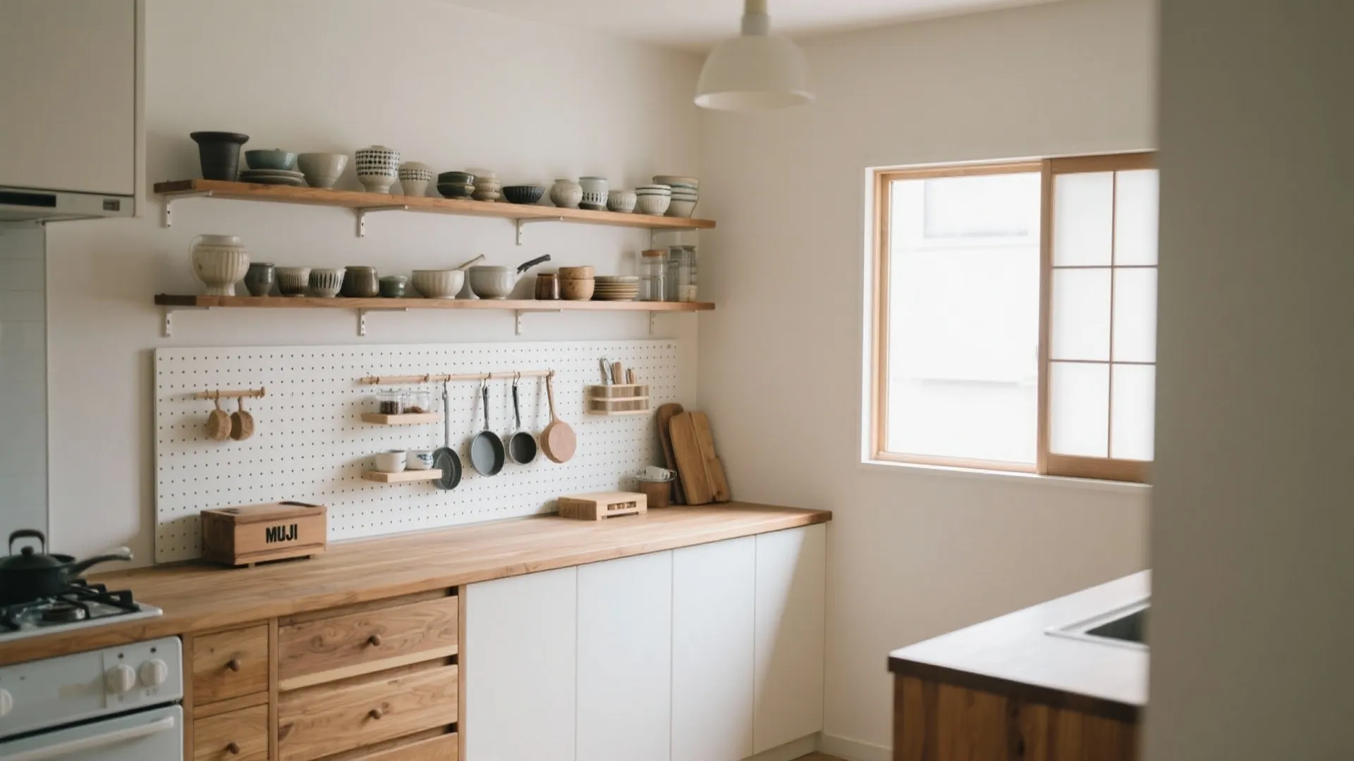 Tips 3: 上下2層の“見せる×隠す”収納で量をコントロール（日式風格×収納技巧）