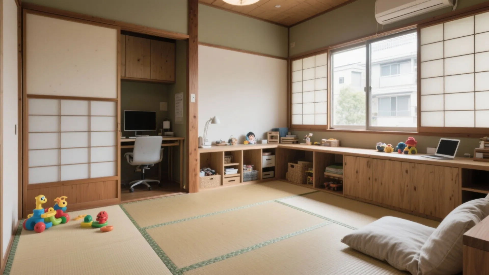 Tips 2: 和室をワーク＆キッズスペースへ多用途化（収納技巧で散らかりを抑える）