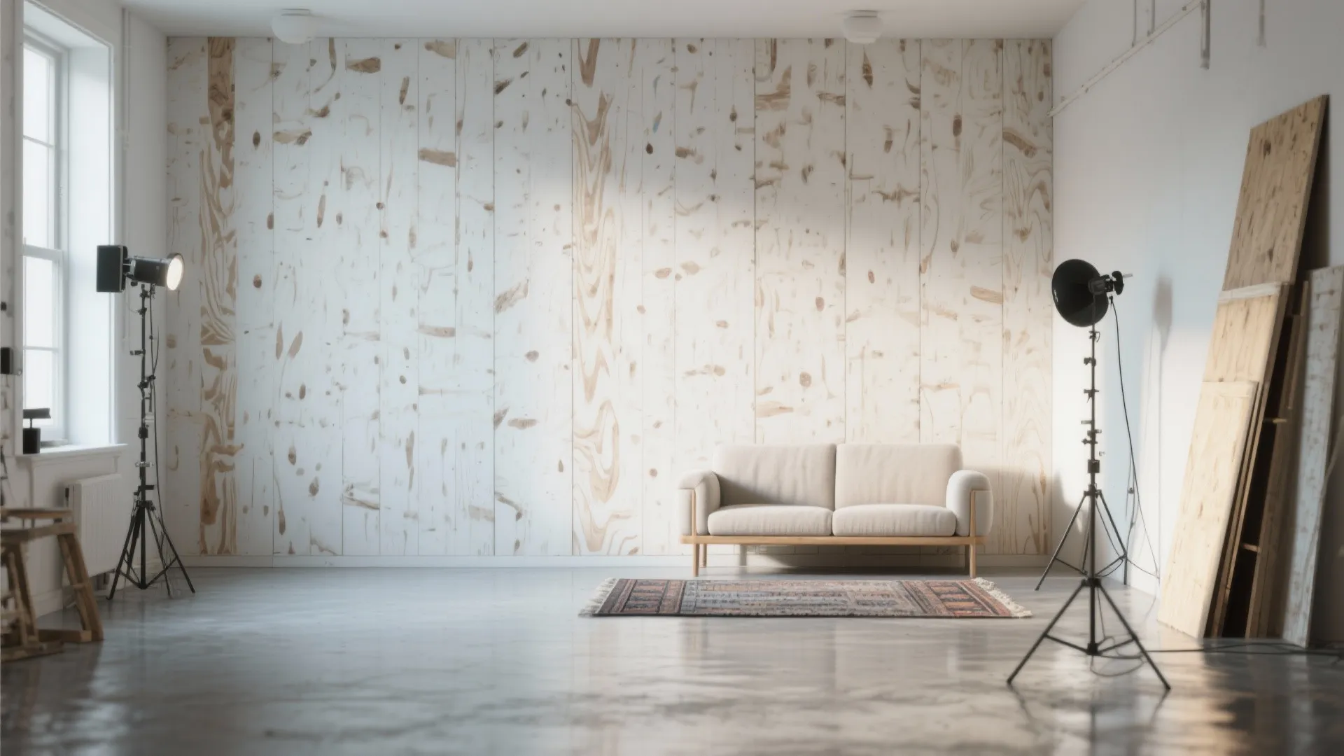 2. Whitewashed OSB to brighten tiny rooms