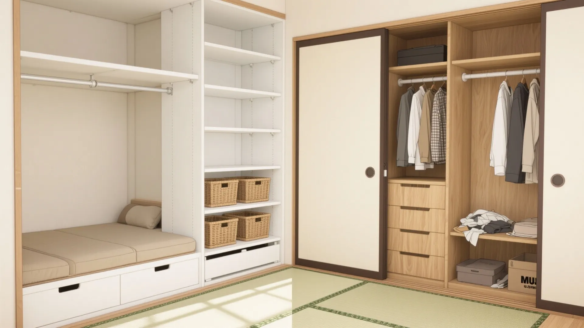 収納量と收纳技巧：“見せる”和“隠す”の配分を変える