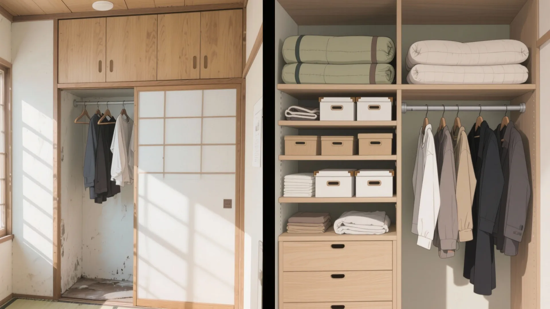 Tips 3: 壁厚を味方にする—押入れ再生の収納テク（収納技巧）