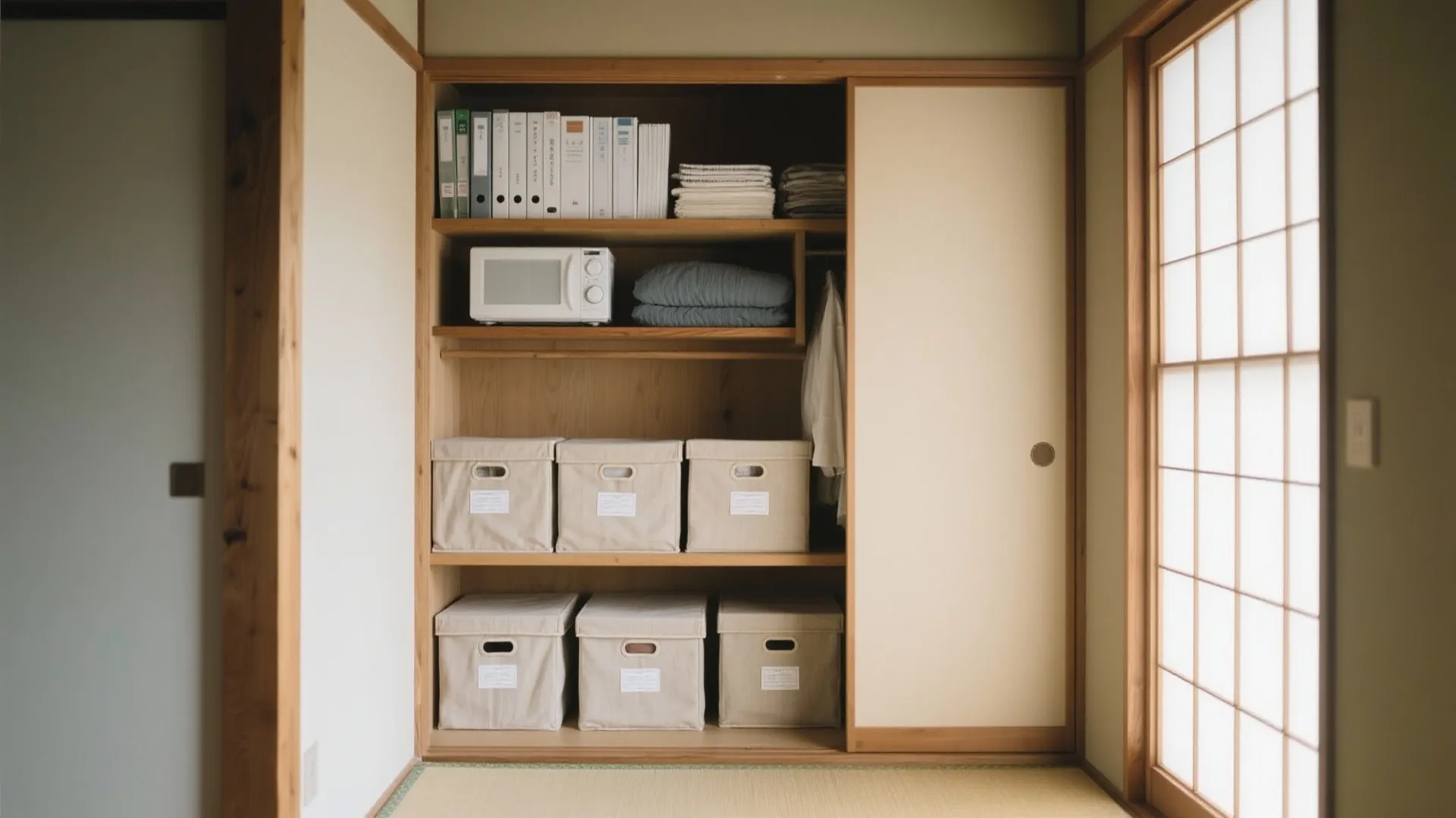 Tips 2: 押入の“段差”を活かす収納技巧（収納技巧・日式風格）