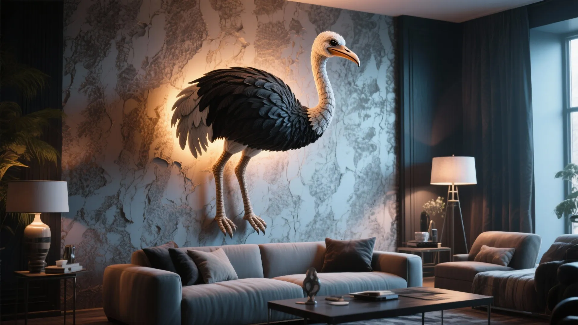 3. Oversized statement lamp for feature wall