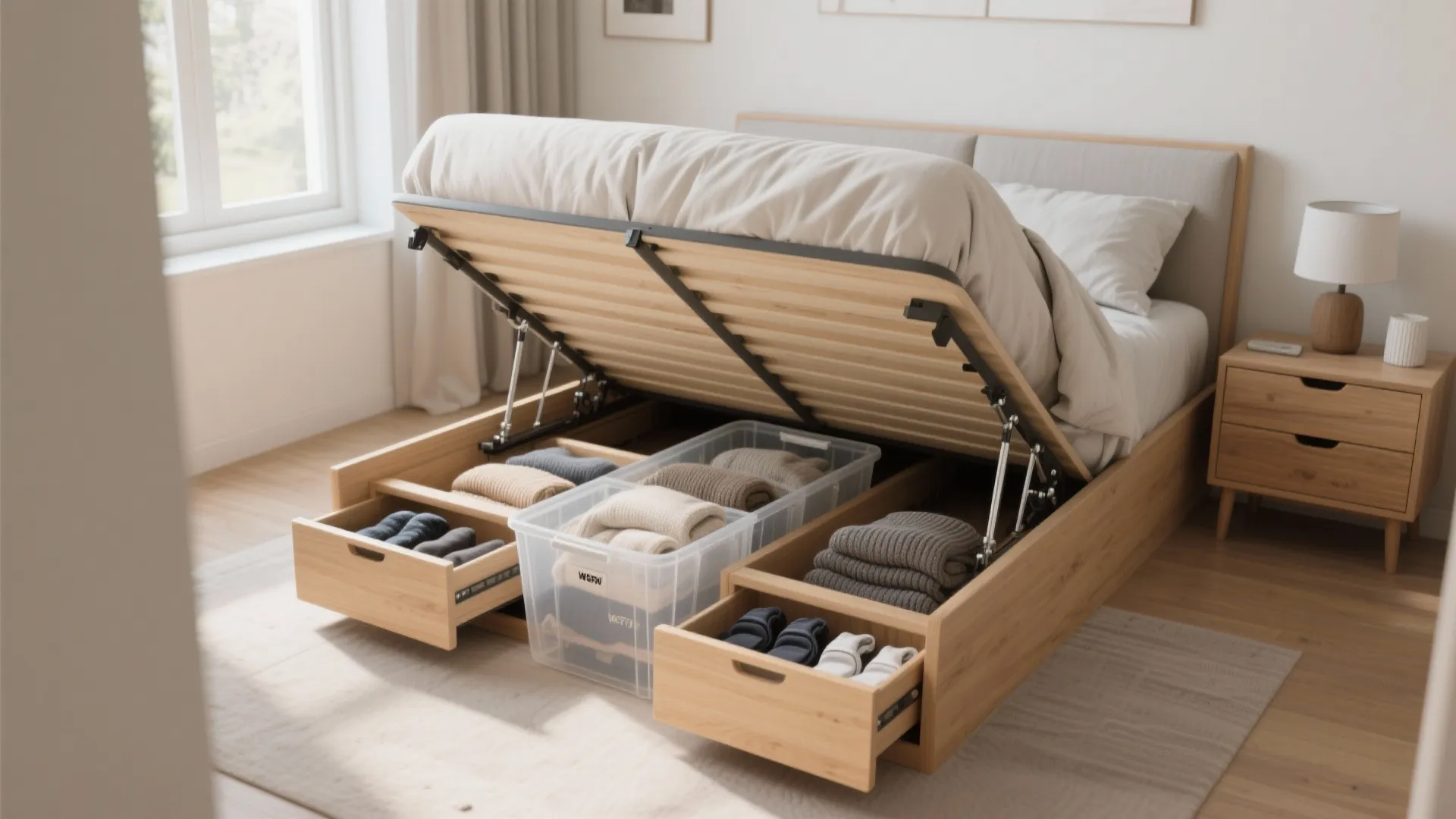 Ottoman Storage Bed and Deep Under-Bed Drawers