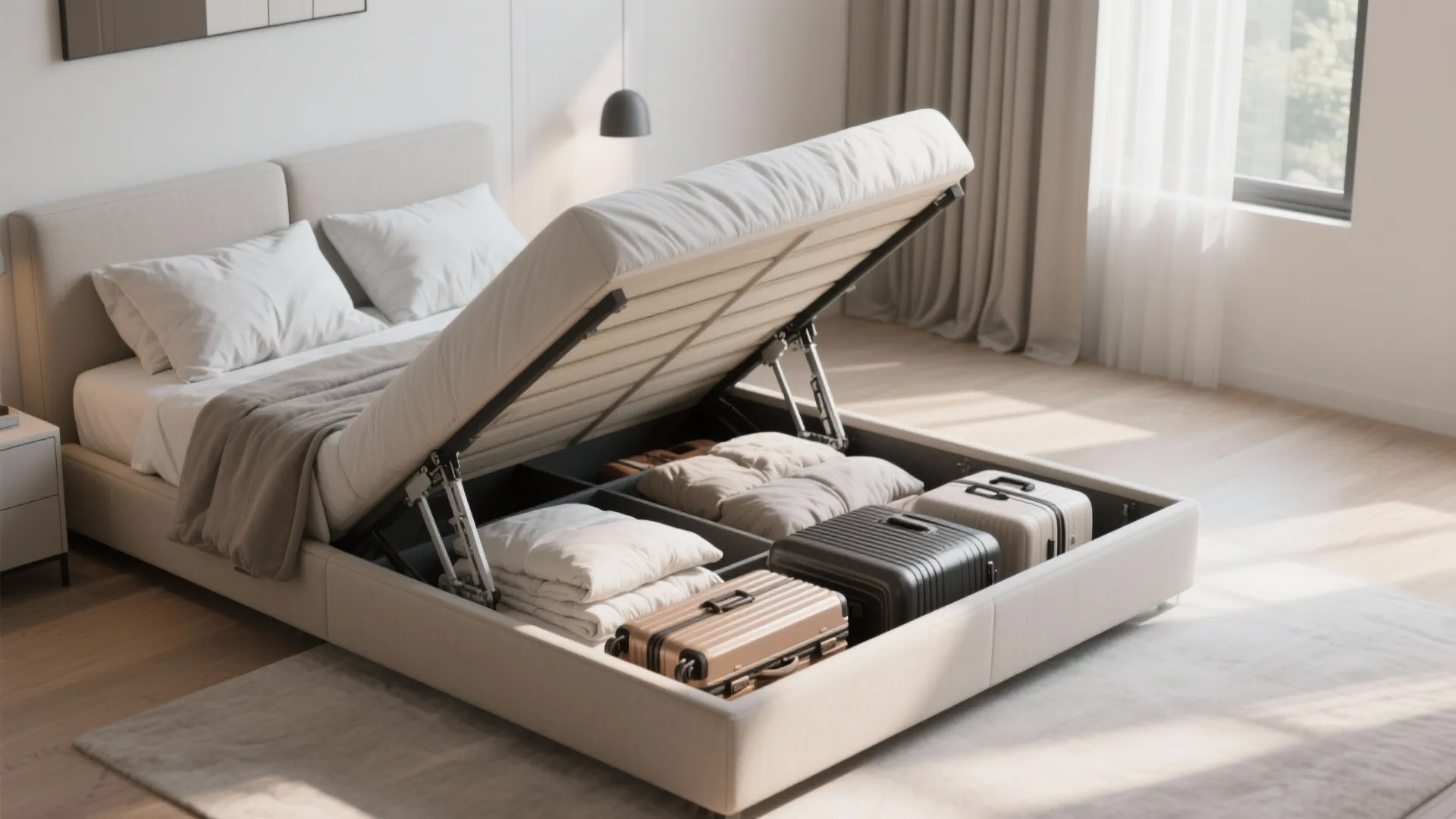 2. Lift-up ottoman bed