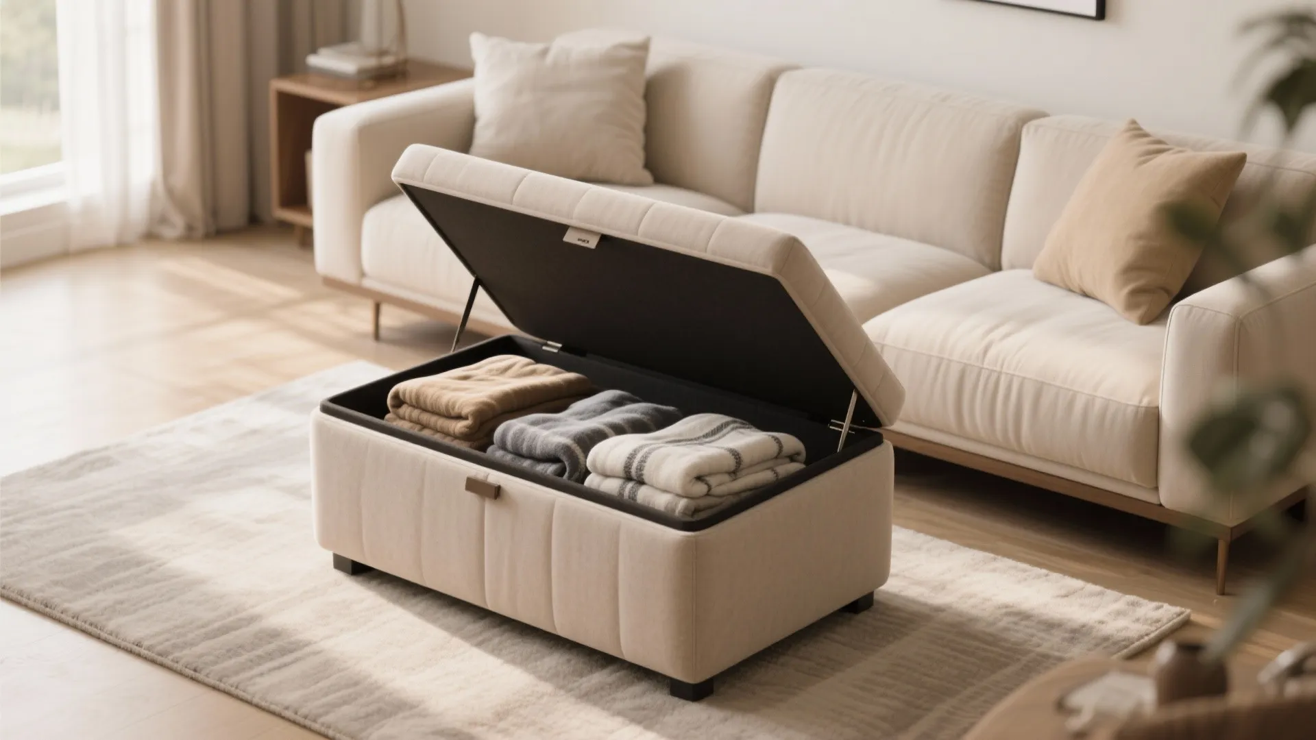 5. Stylish Ottoman with Hidden Compartment