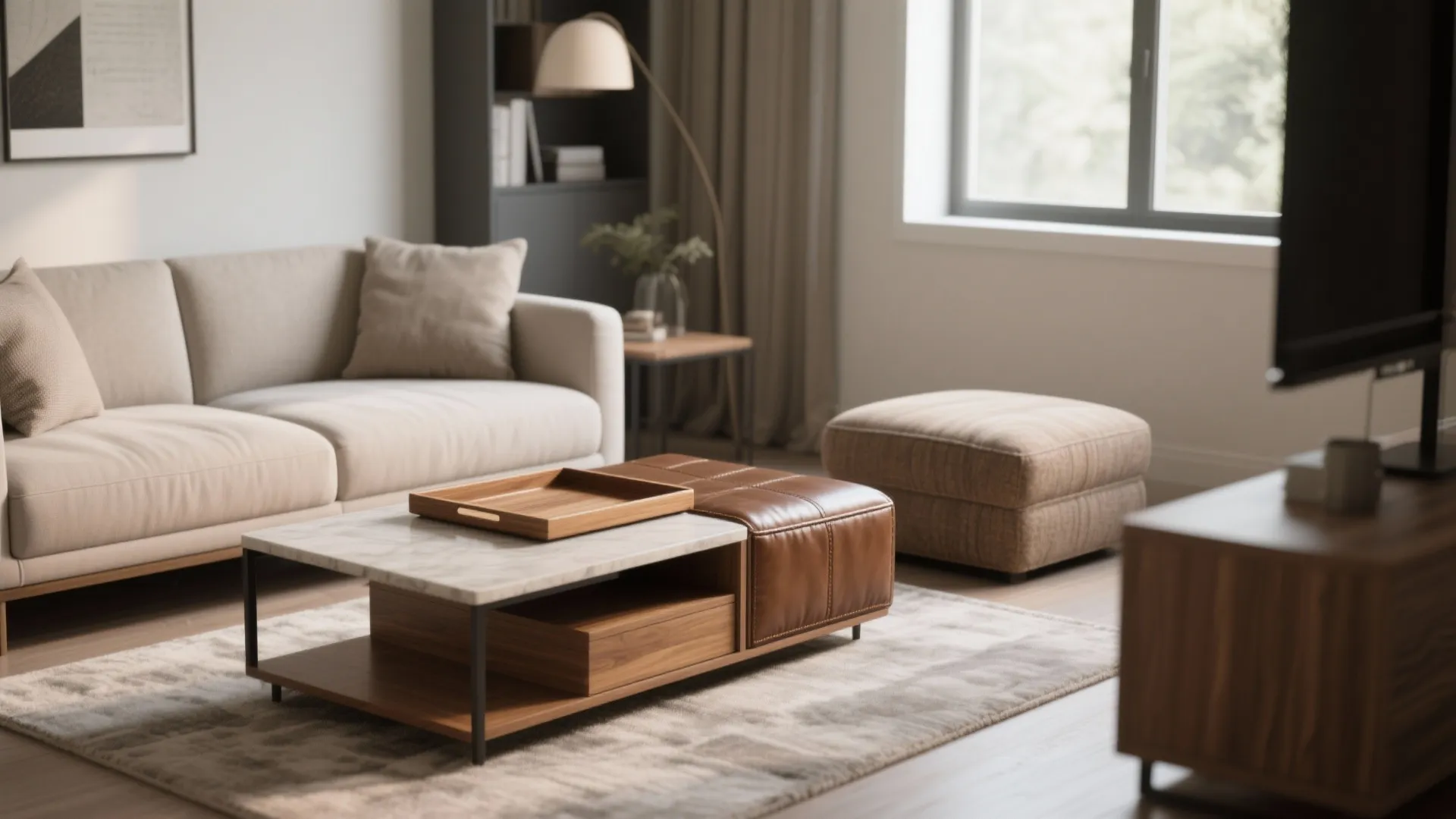 3. Ottoman Coffee Table Hybrid