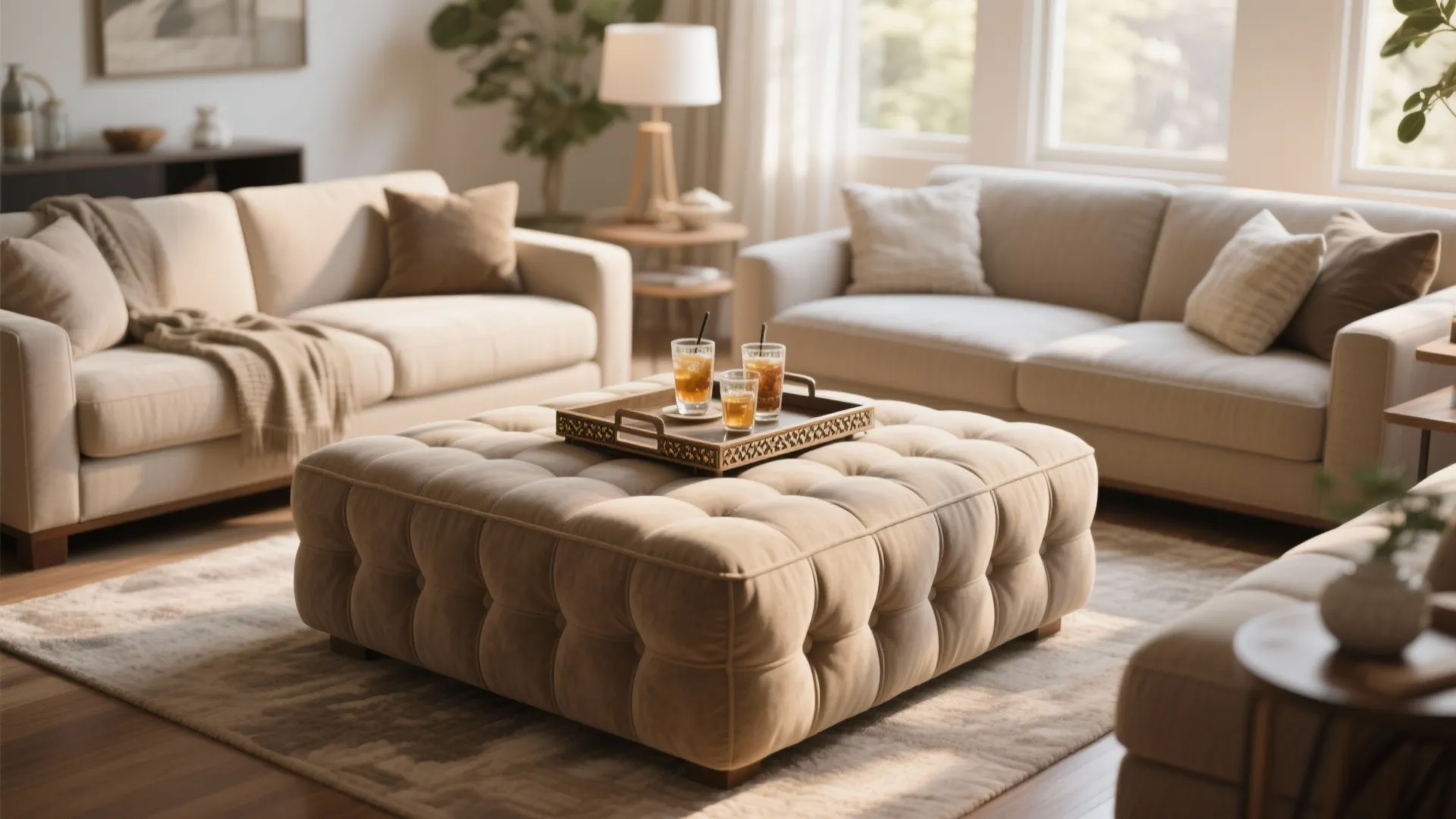 9. Oversized Ottoman Coffee Table