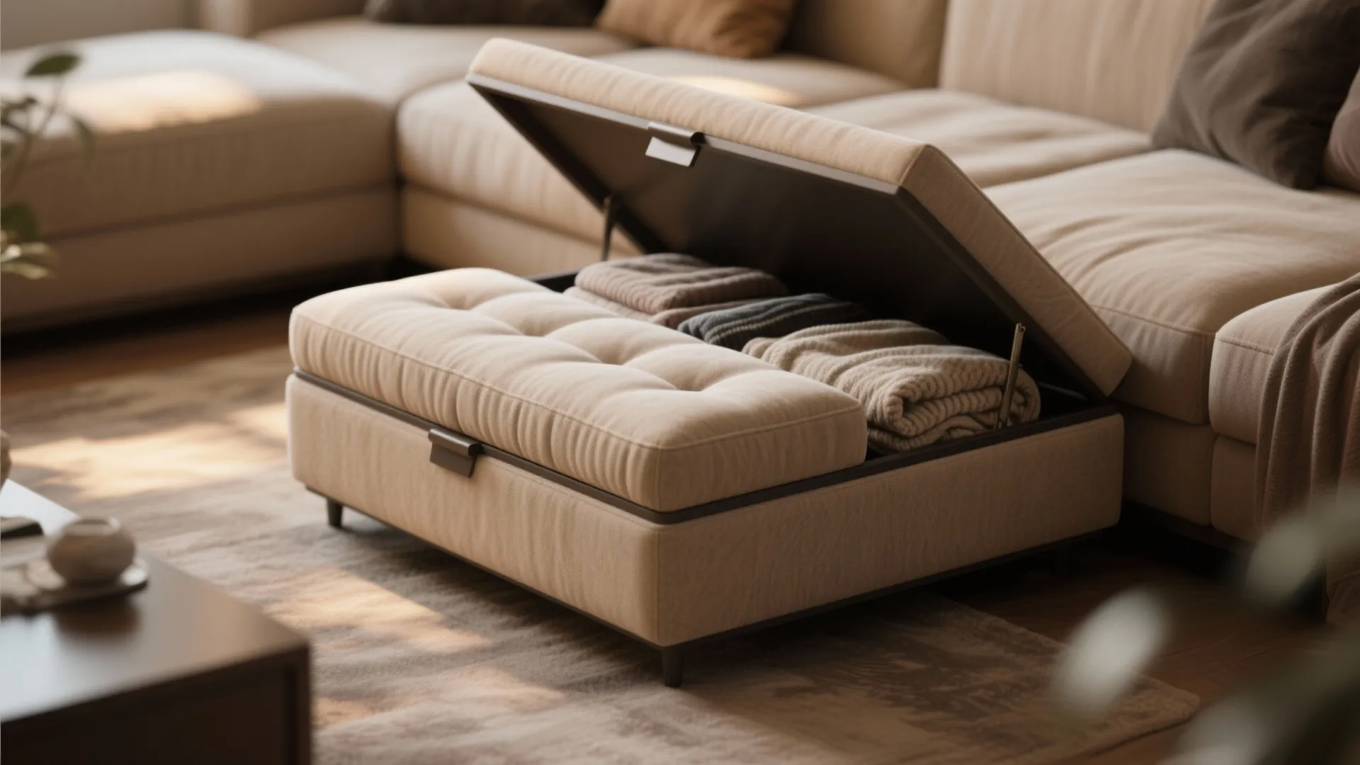 10. Hidden Storage in Ottomans