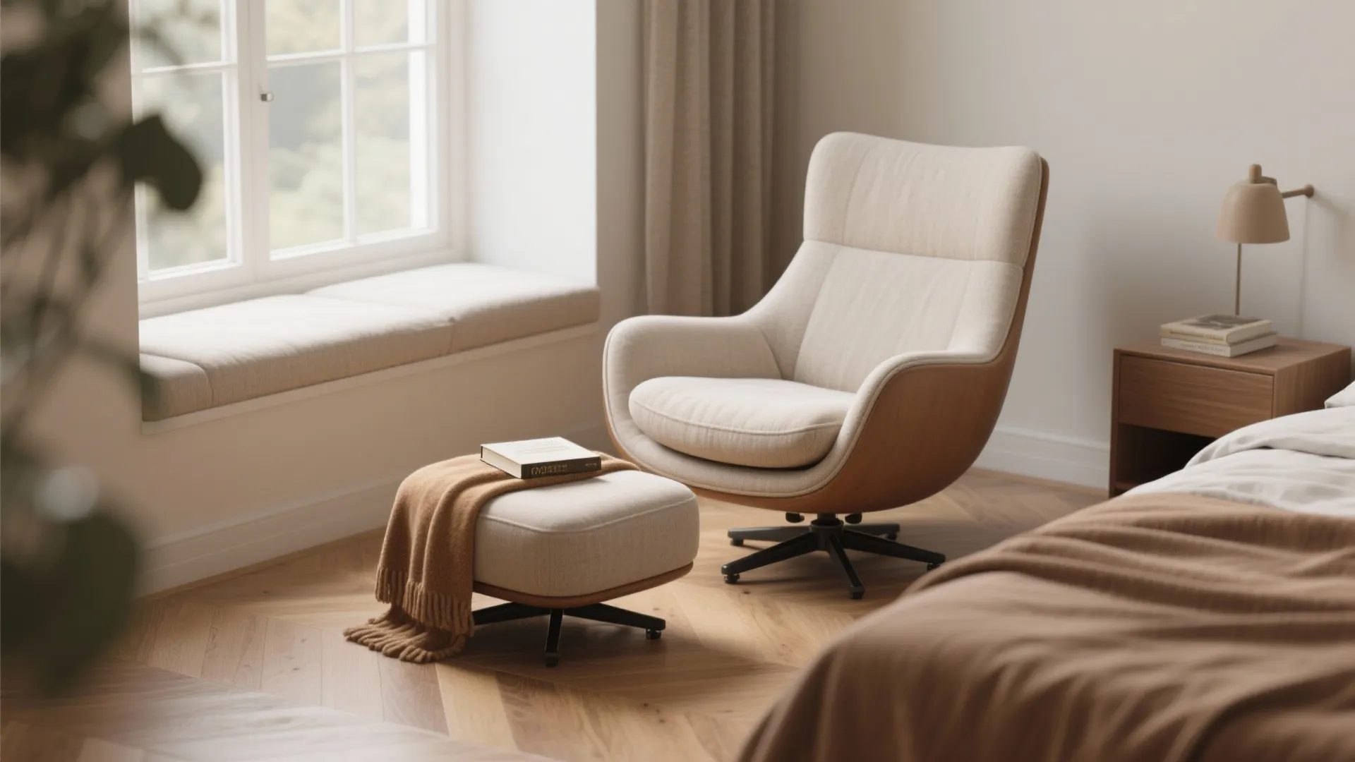 4. Swivel ottoman hybrids and low-profile lounge chairs