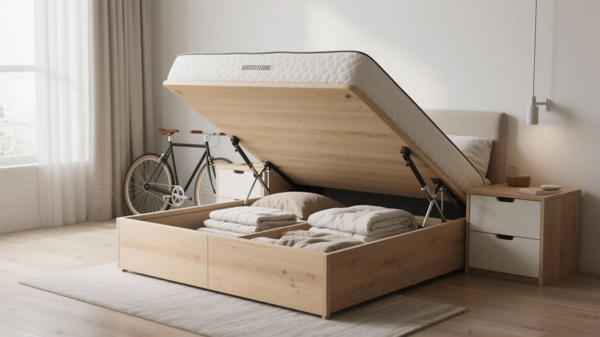 2. Ottoman lift bed for compact flex