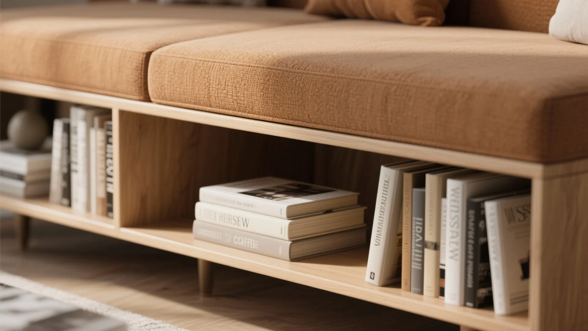 7. Ottoman with Built-in Shelving