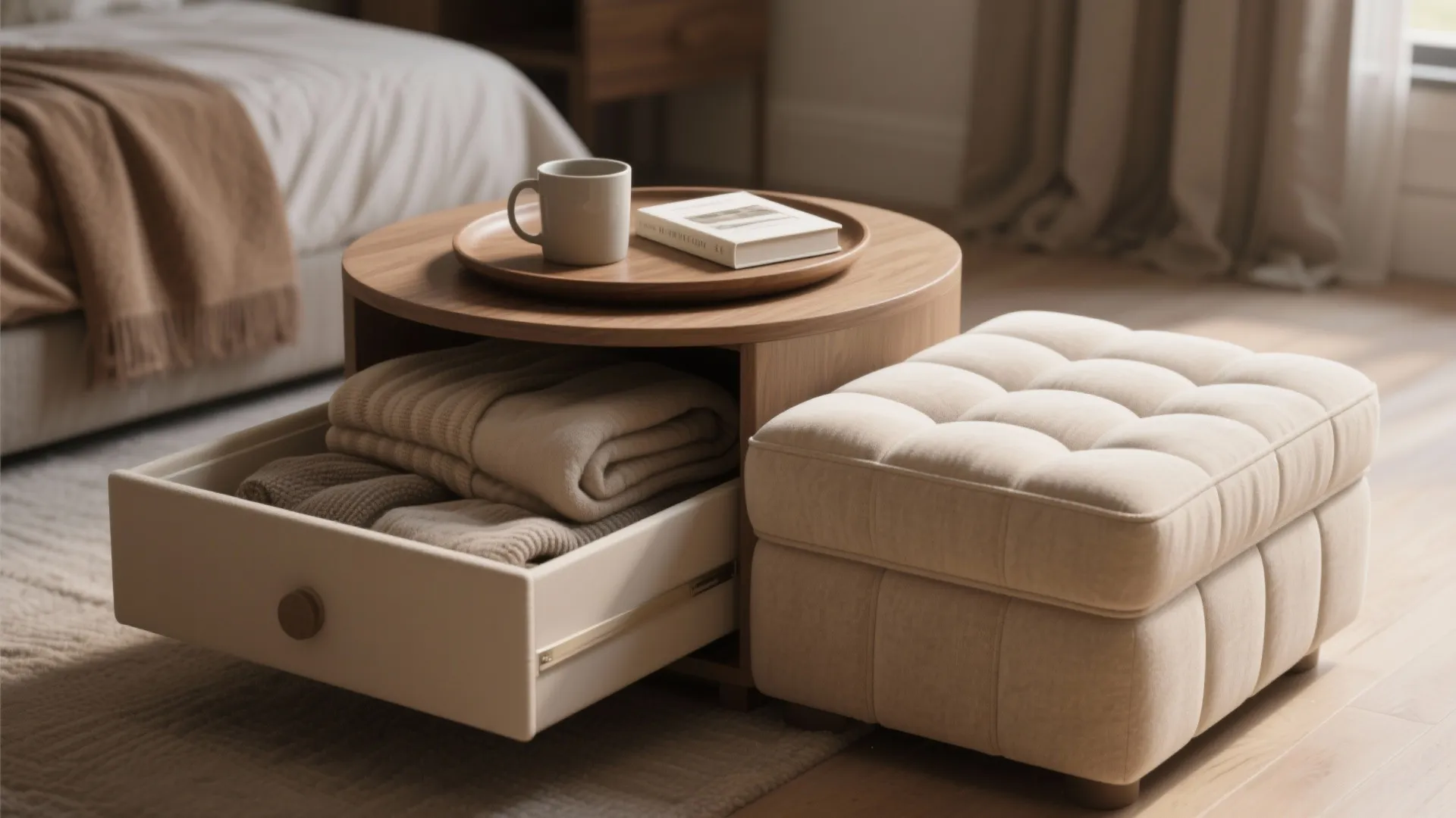 4. Multi-functional ottoman or storage bench