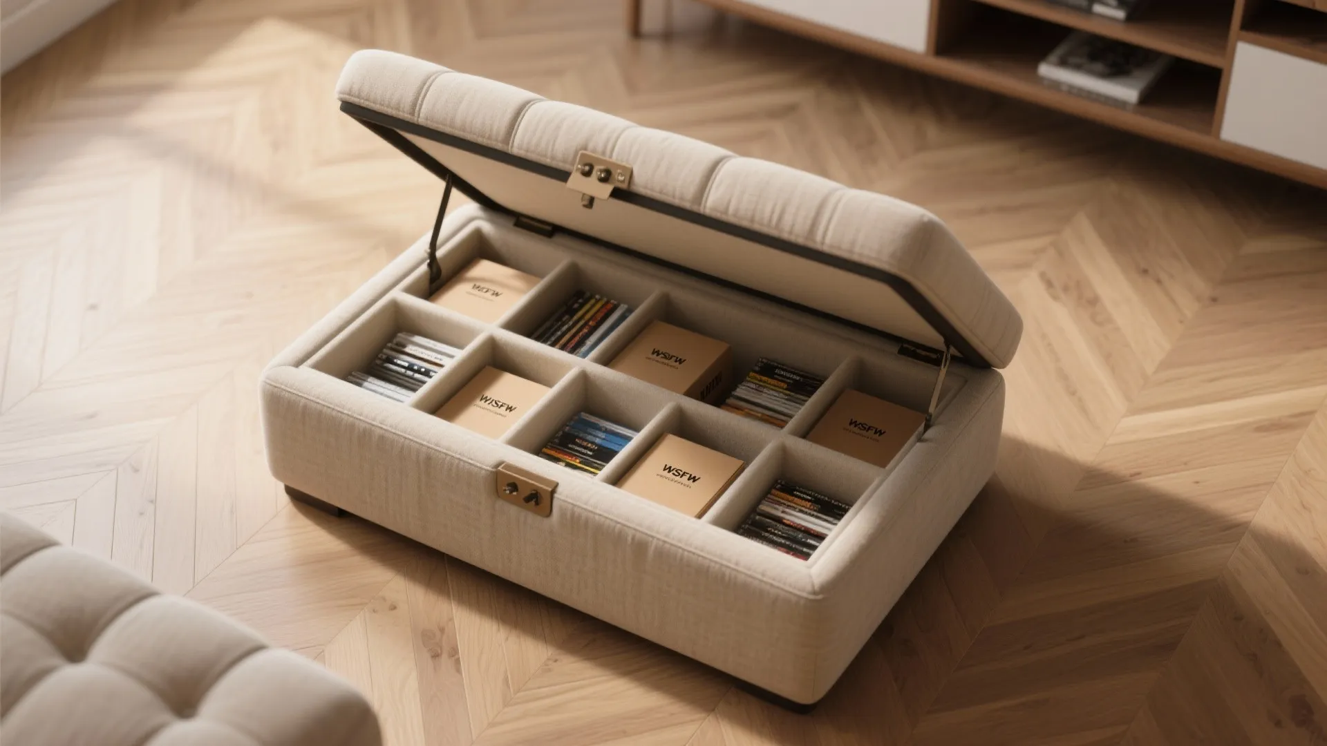 3. Ottoman or bench with hidden compartments