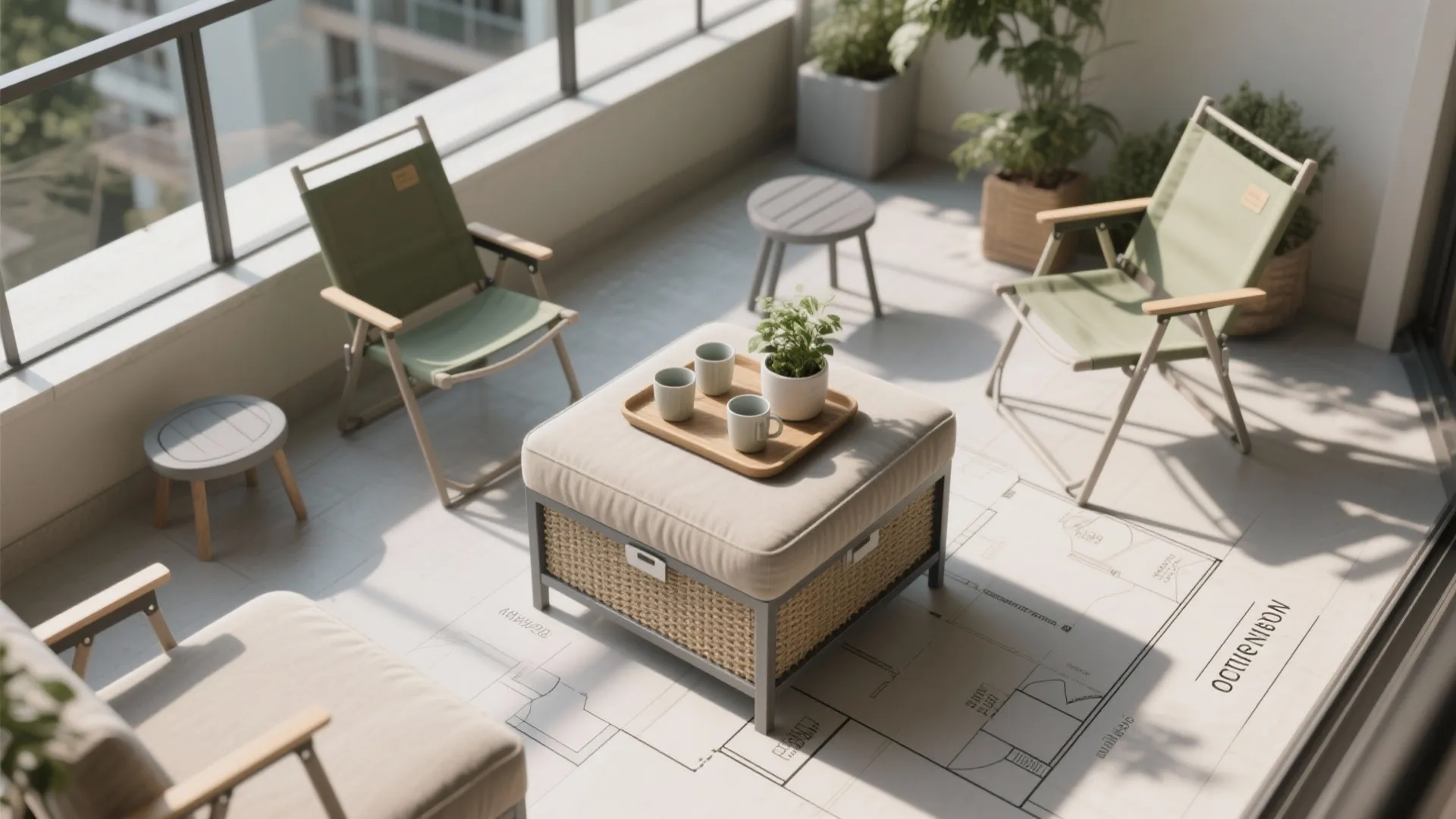 3. Multi-use furniture: ottoman that’s a table