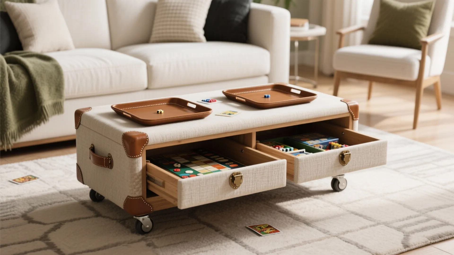 Storage Ottoman or Trunk with Game Trays