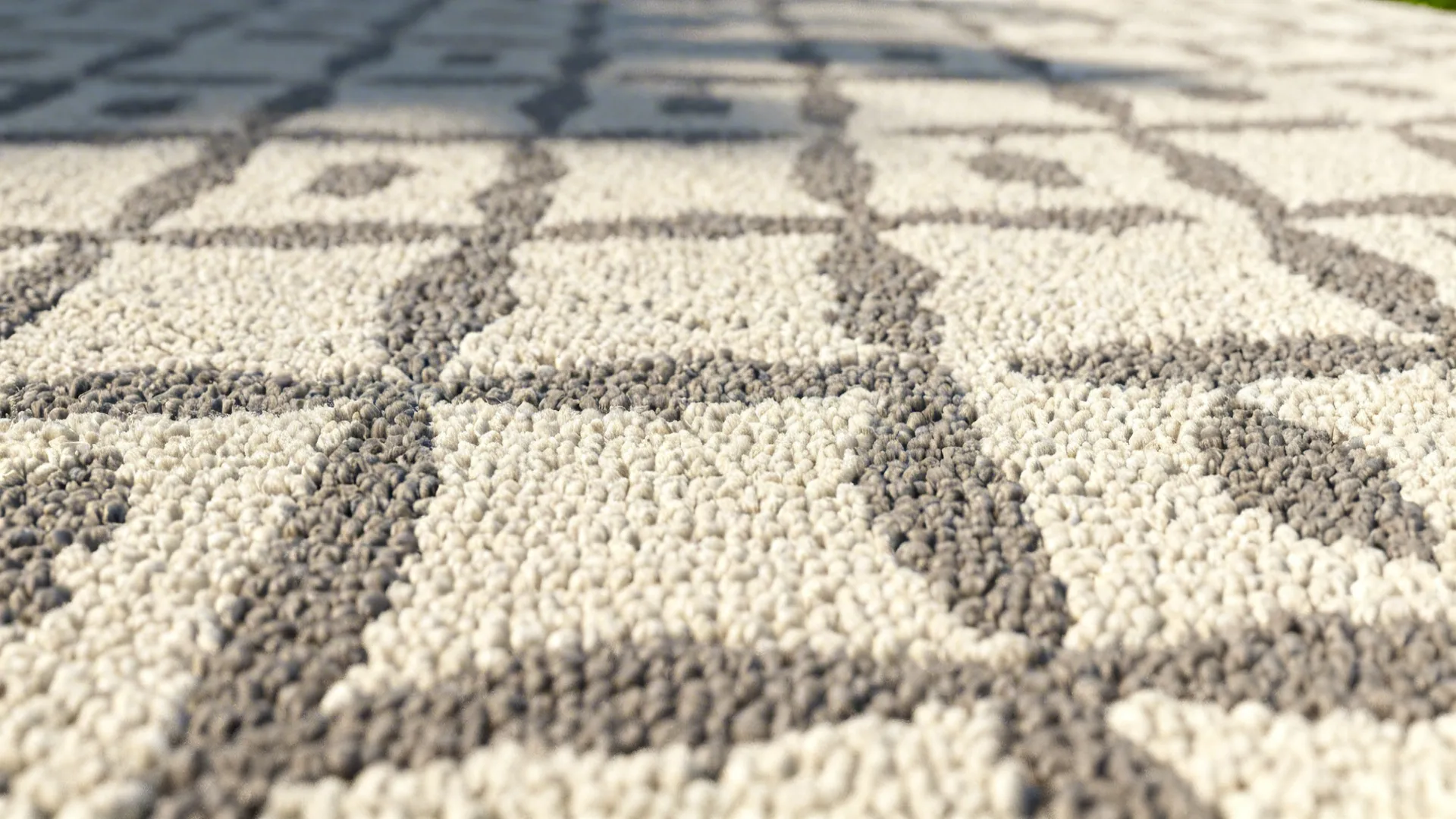 Close-up of polypropylene indoor-outdoor rug weave showing durable, stain-resistant texture.