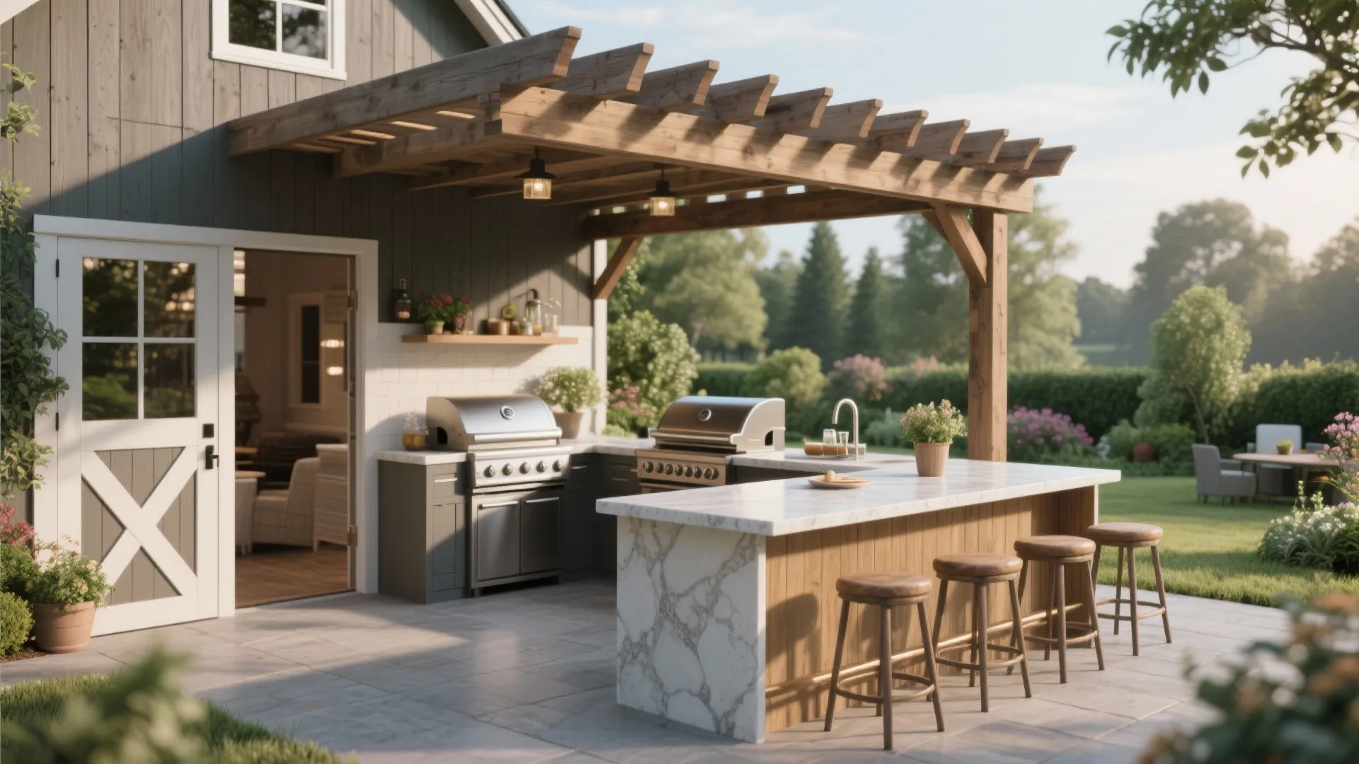9. Connected Outdoor Kitchen