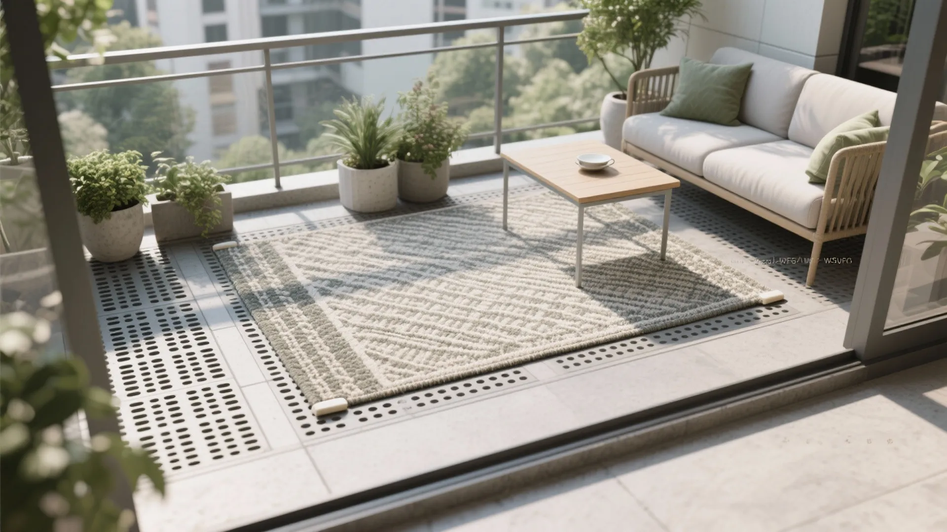 2) Outdoor Rugs with Drainage Pads