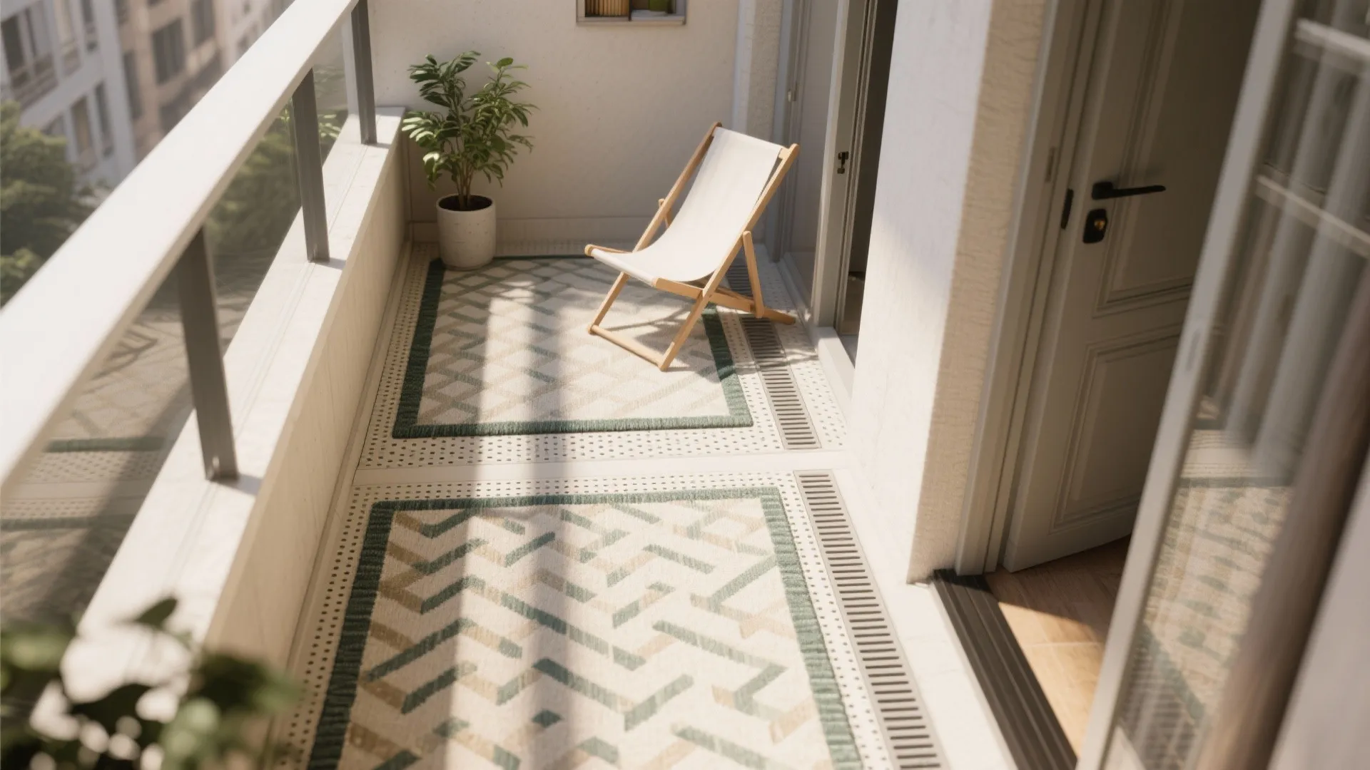 Outdoor Rugs over Drain-Safe Underlay