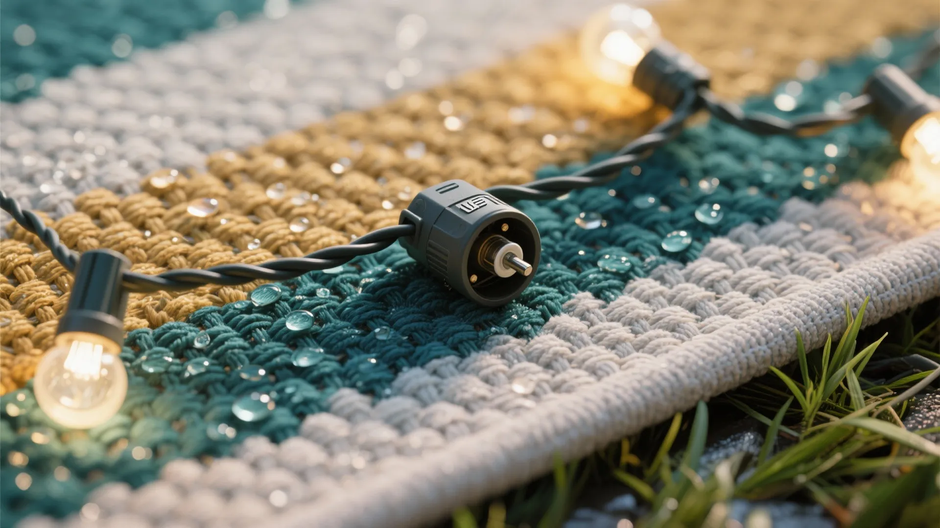 Compact bistro corner with weatherproof textiles