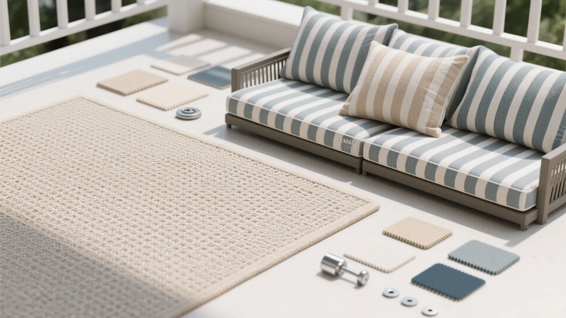 Compact cafe corner with weather-proof textiles