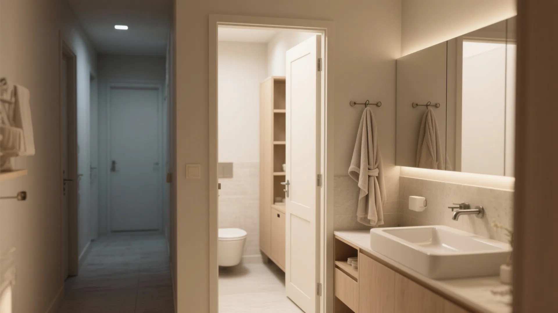 2. Outward-swinging door to simplify access