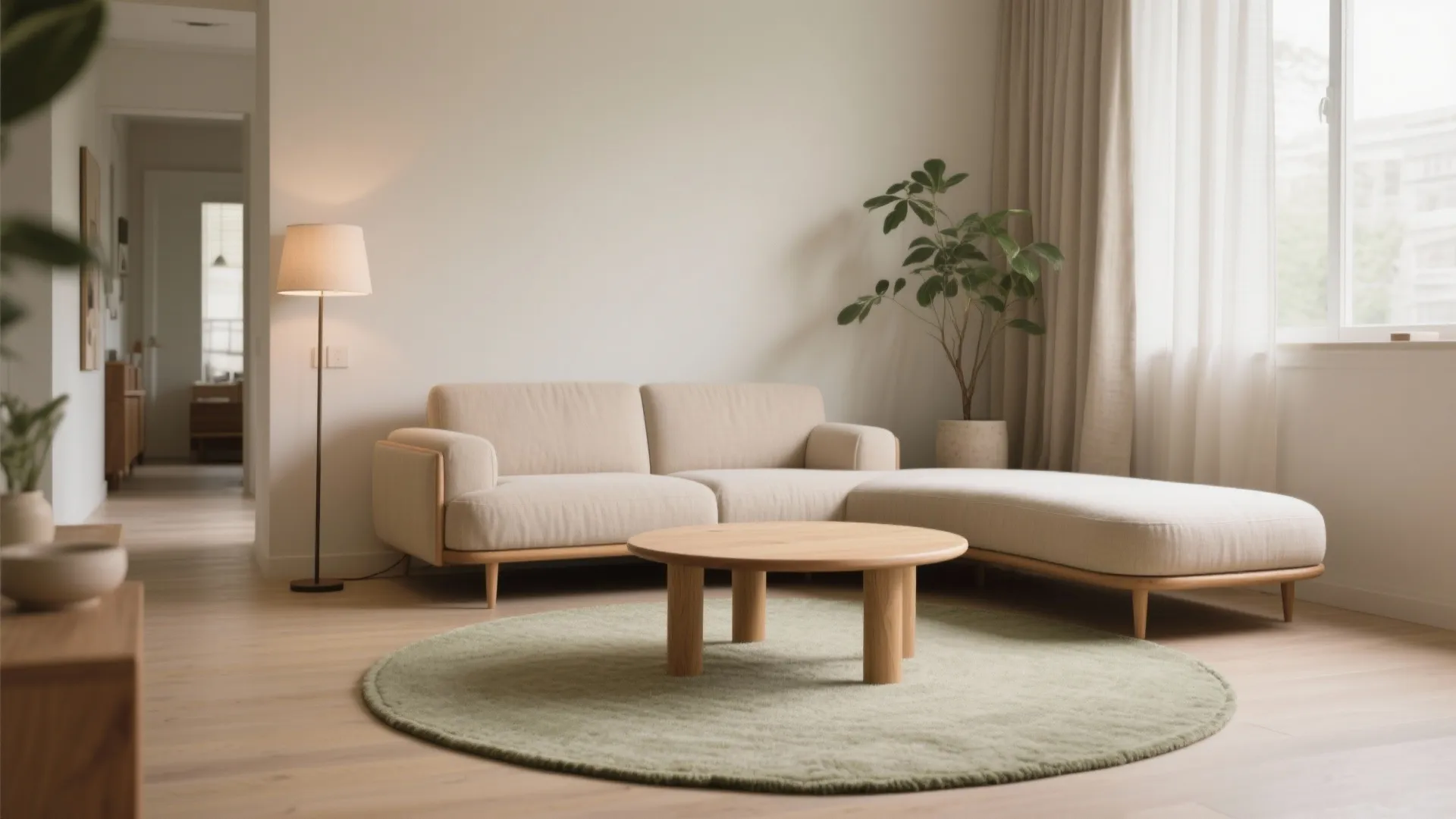 Round and oval rugs to soften edges and circulation