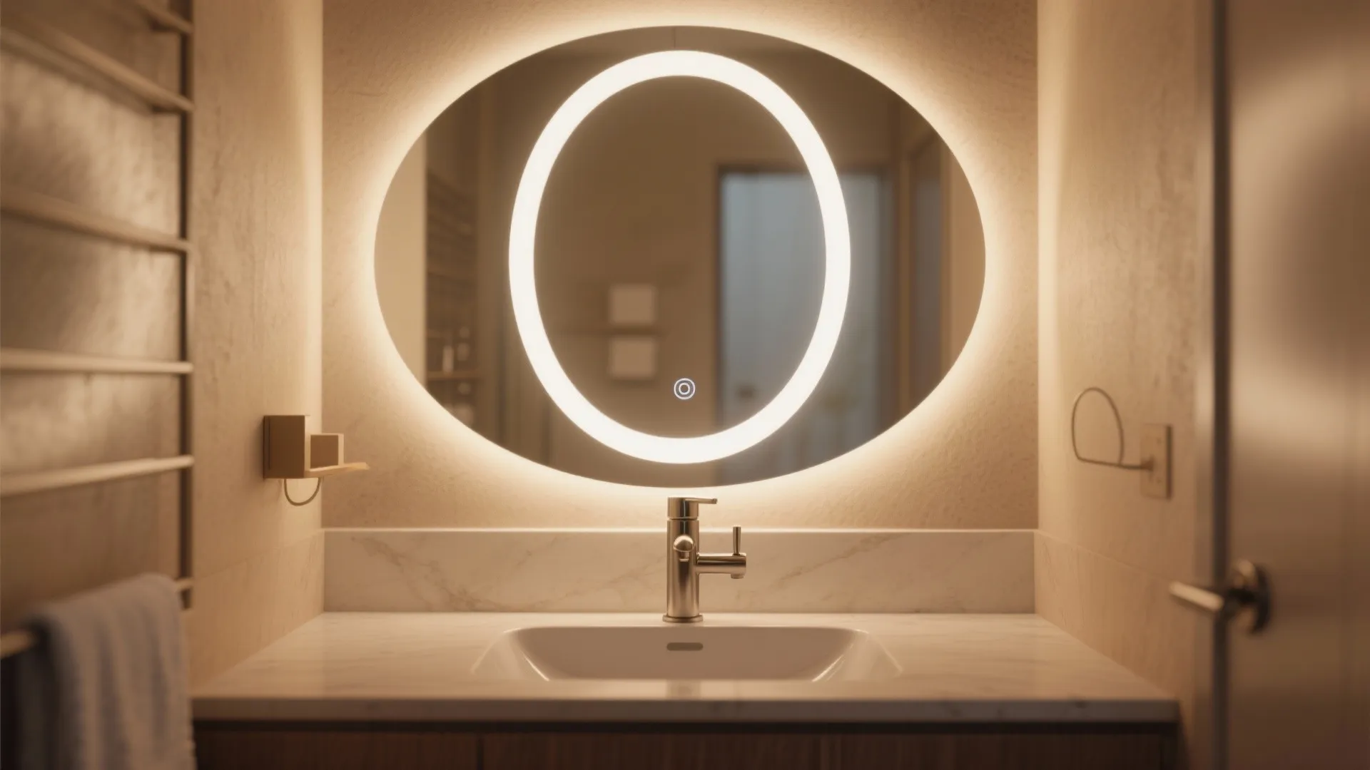 4. Mirror and lighting that follow the oval