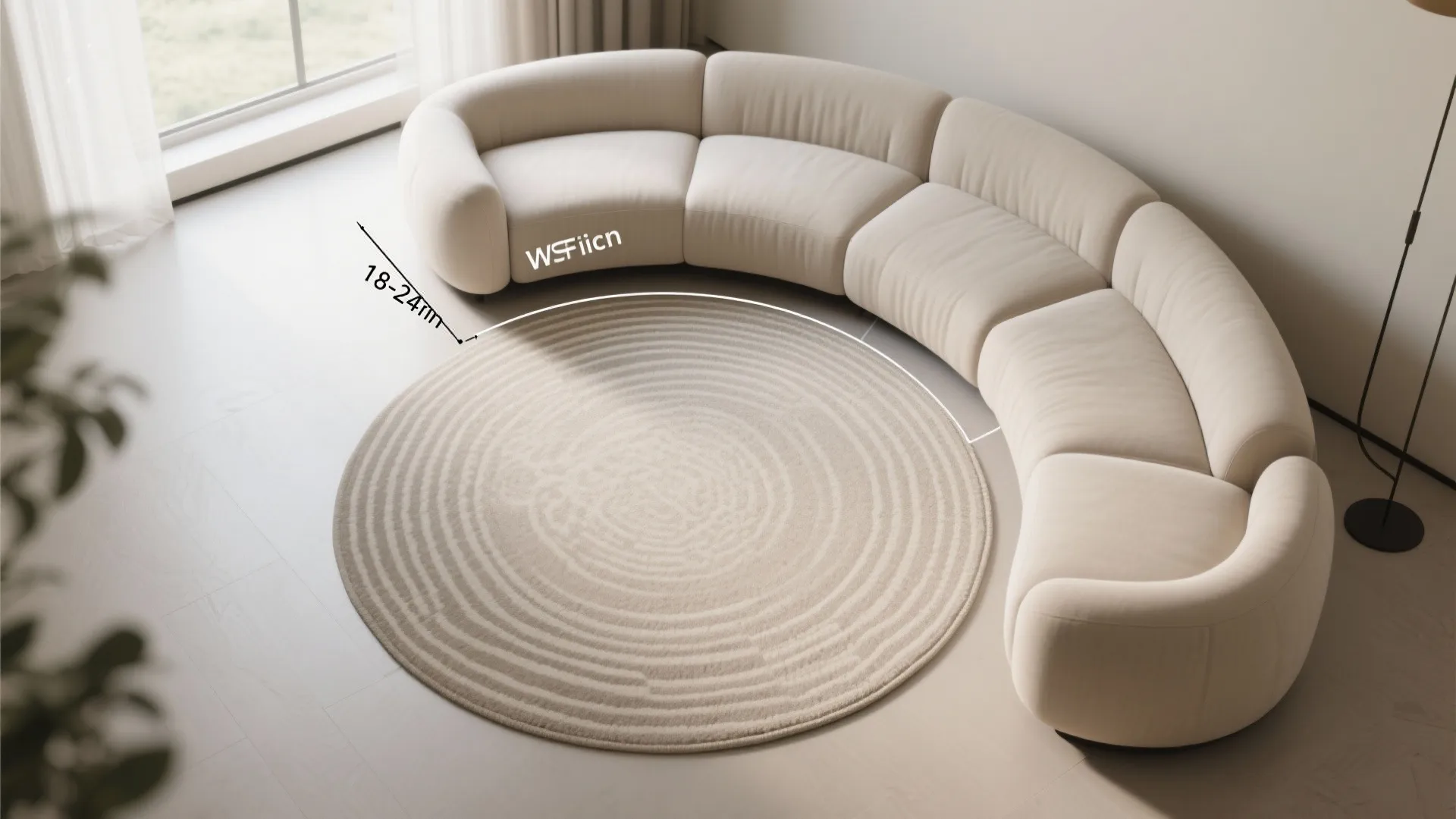 Rounded or Oval Rug to Soften the Layout