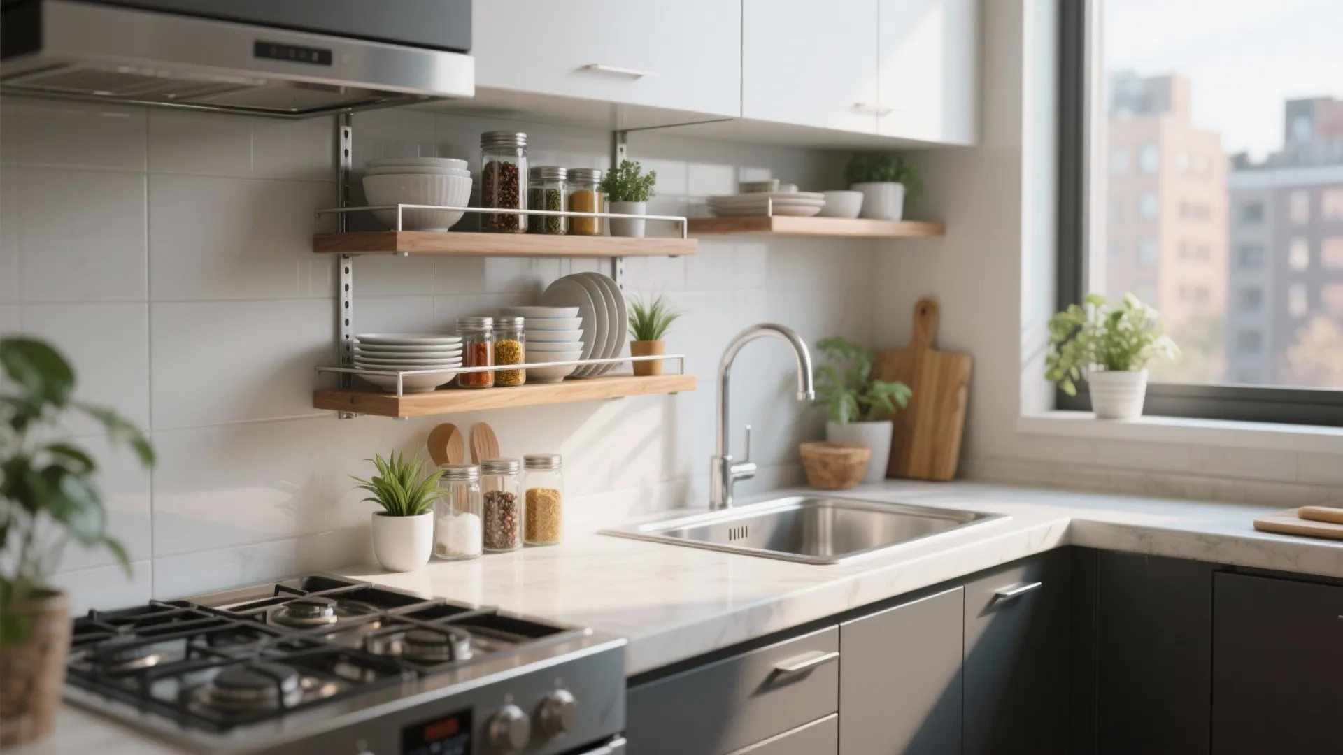 Over-the-sink shelf systems
