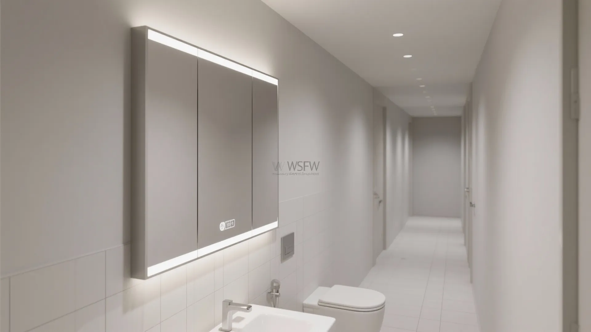 Over-Toilet Vertical Storage with a Mirrored Face