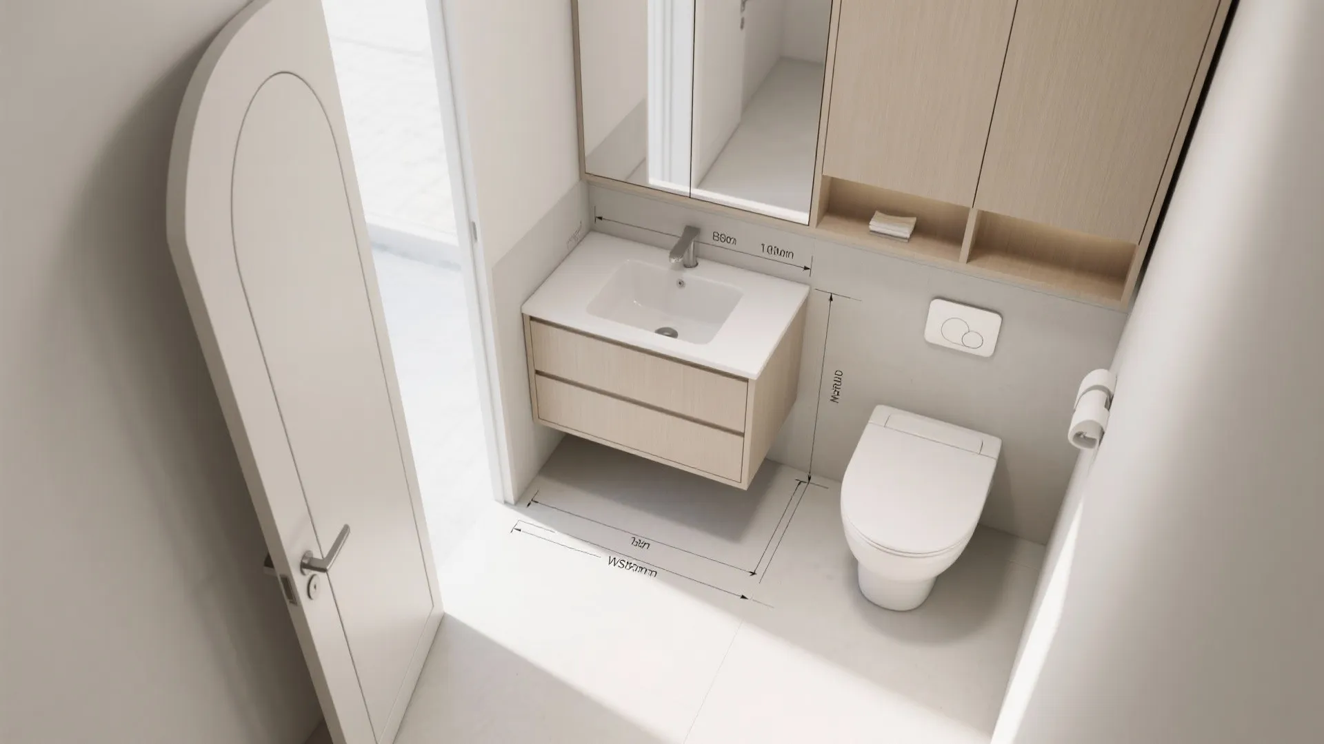 2) Floating Wall Cabinets Above the Toilet