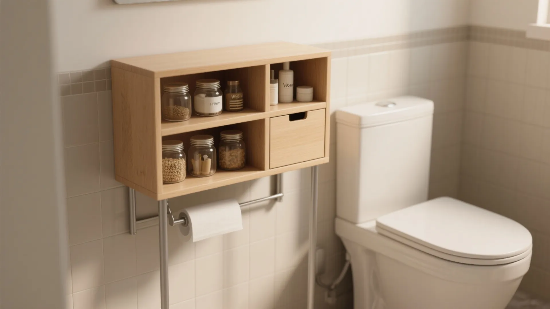 2) Over‑the‑Toilet Tower With Open + Closed Zones