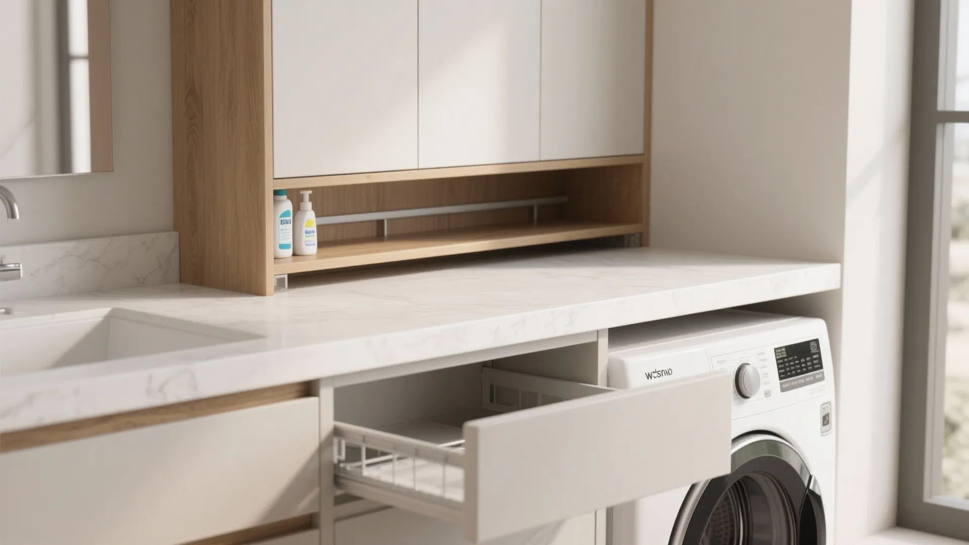 2. Over-the-washer folding shelf