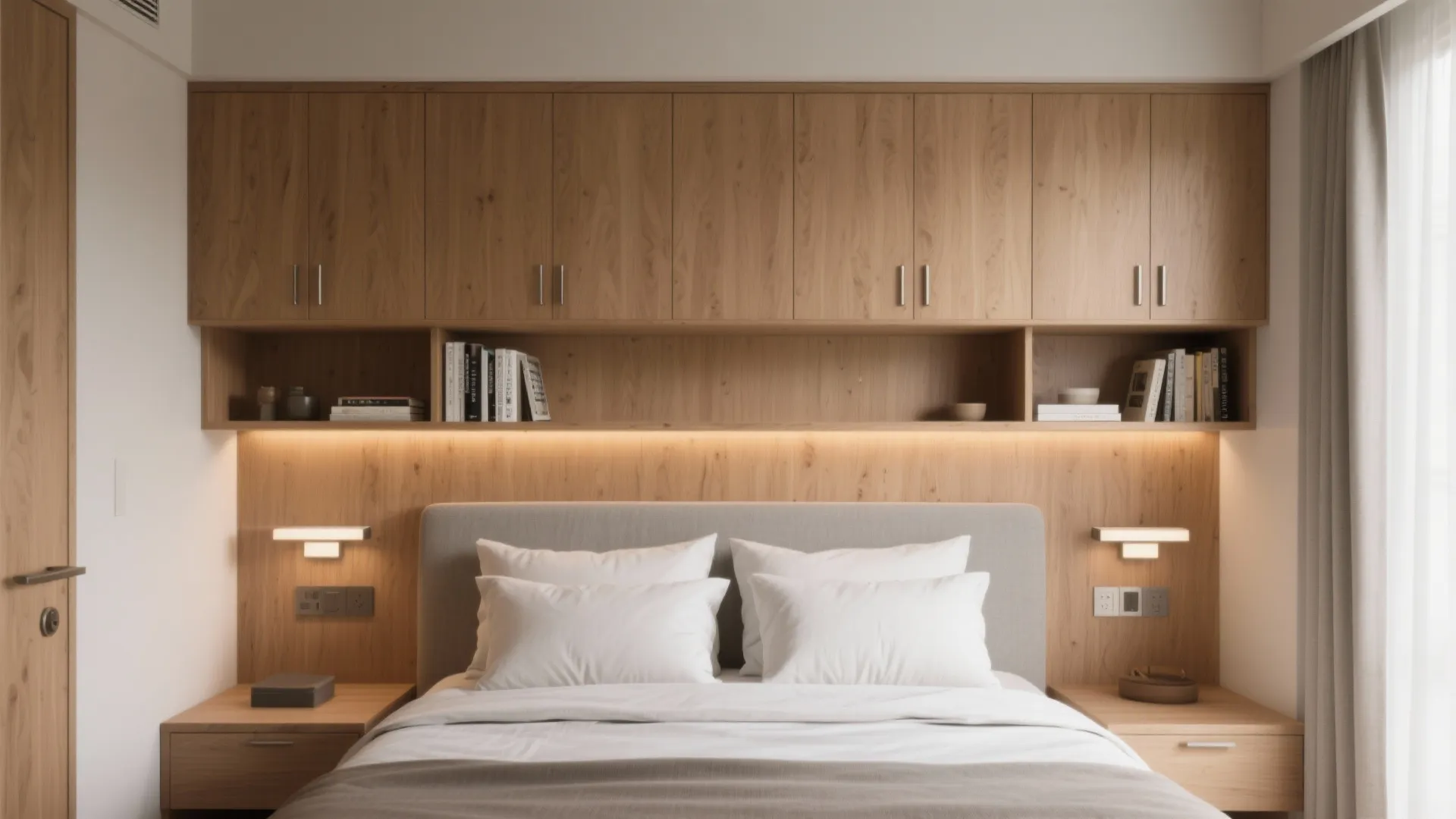 3) Over-Bed Bridge Rack + Cabinet Combo (The Wall Above the Headboard)