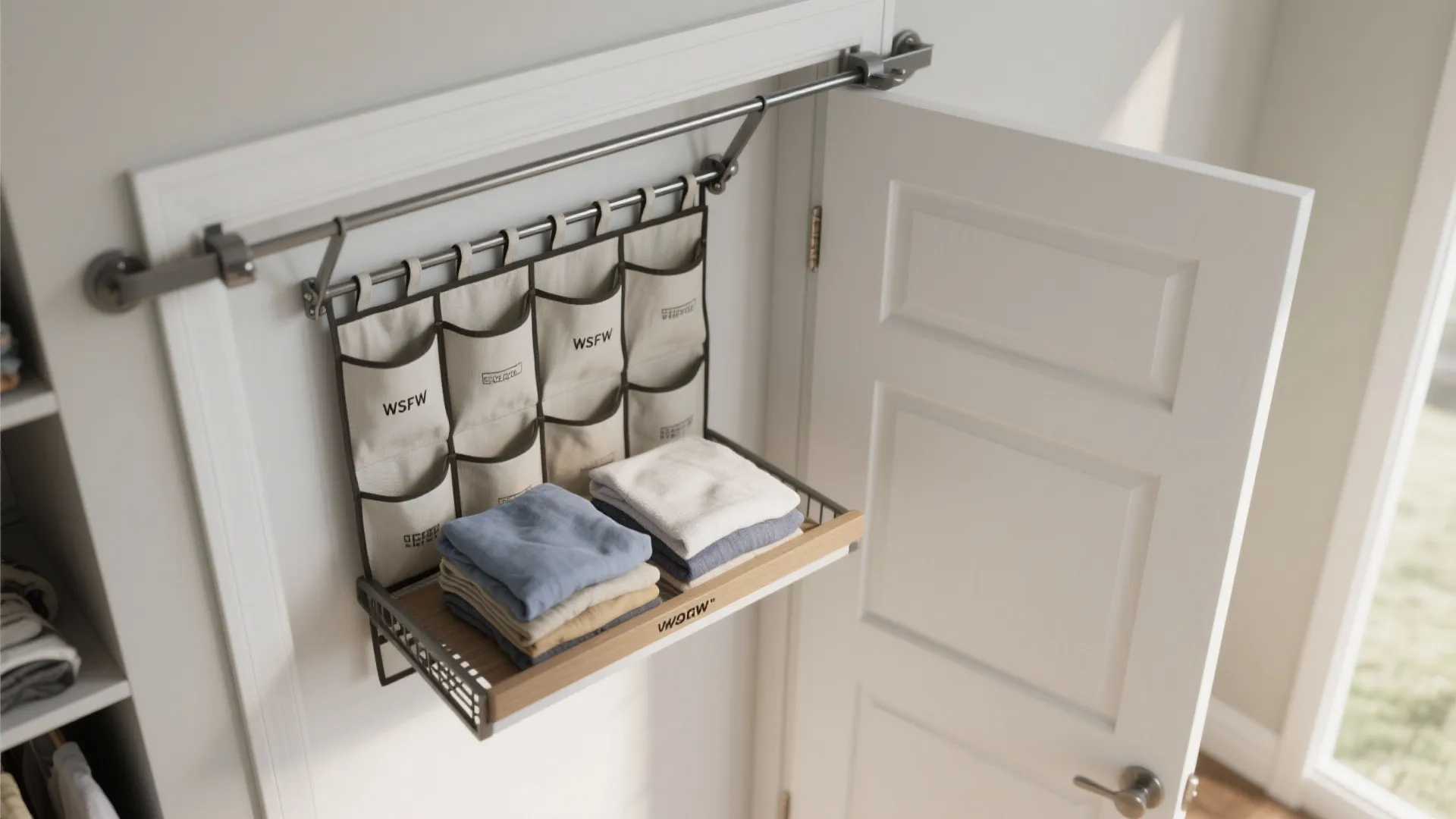 2. Over-the-door sorting and fold-down ironing