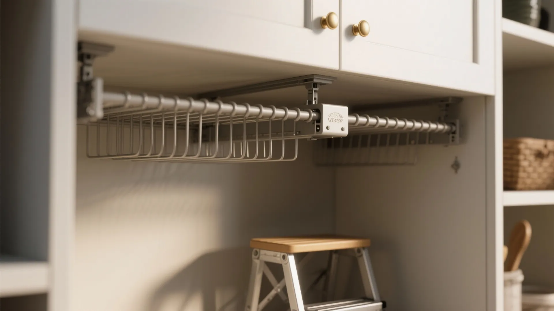 2. Overhead cabinets with pull-down drying racks