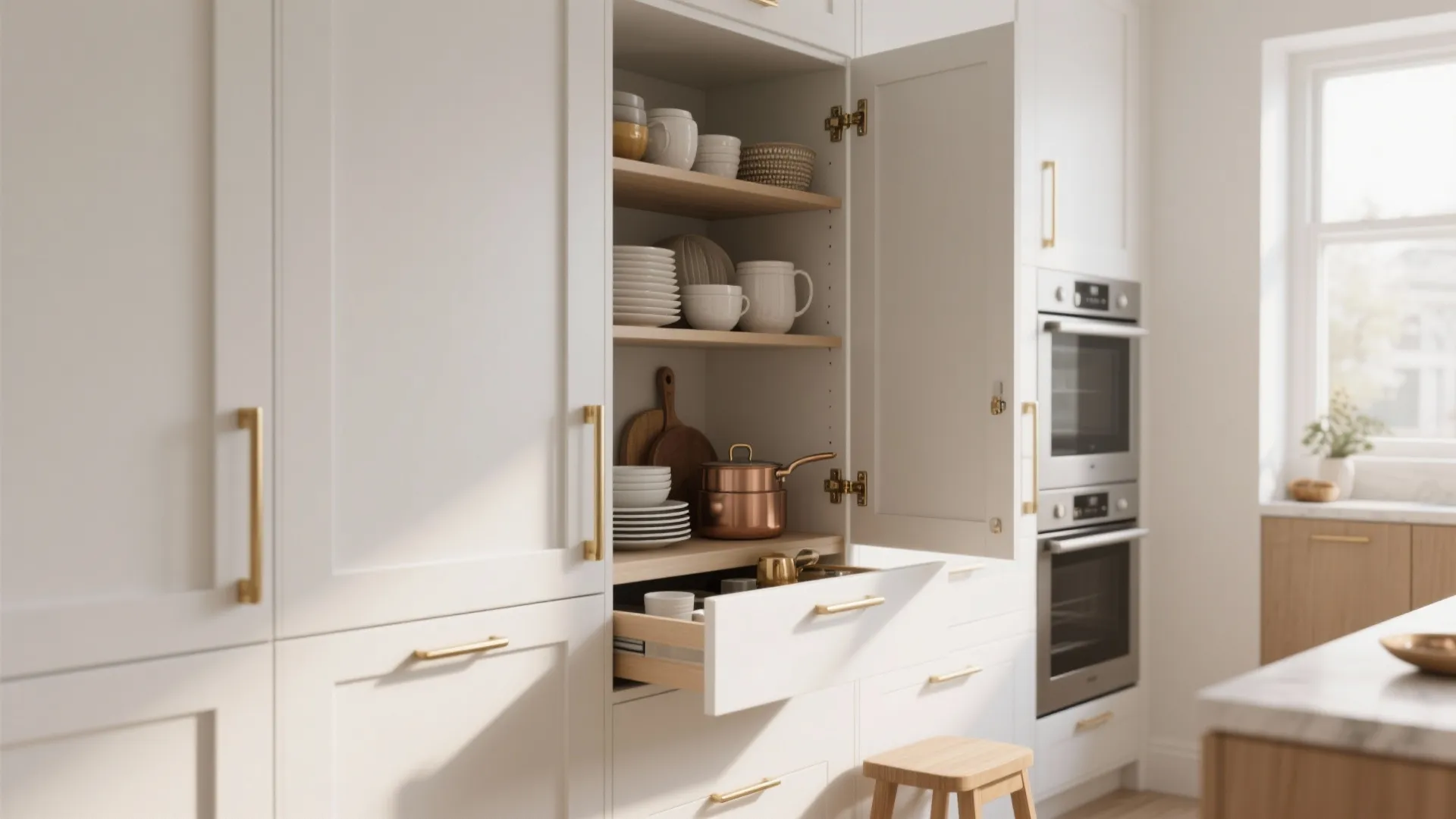 2. Overhead Pantry Cabinets with Lift Doors
