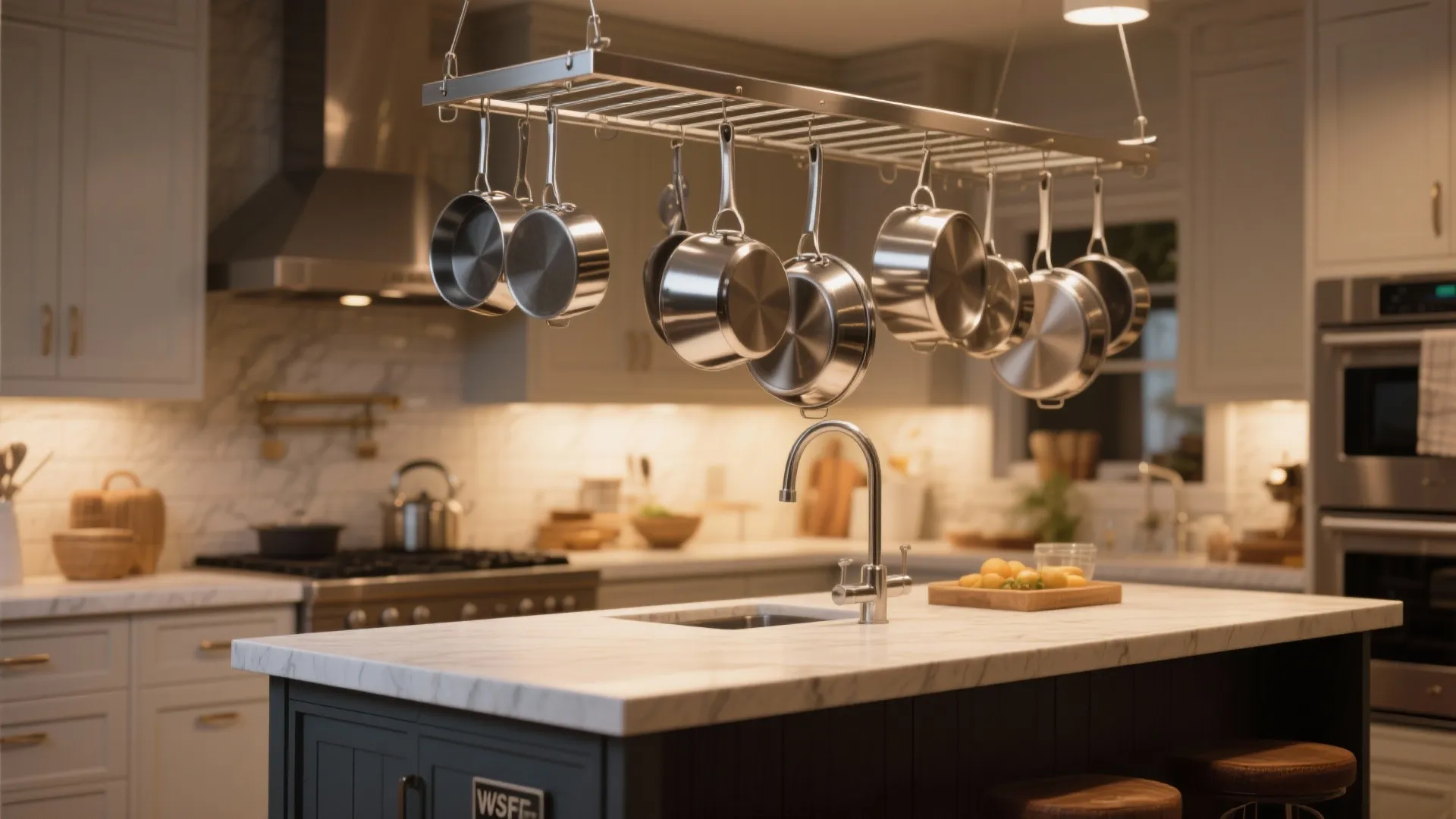 5. Use pot racks above your island