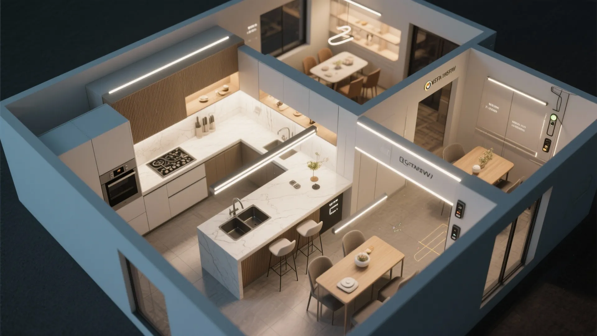 4. Multi-zone overhead LEDs for flexible ambiance