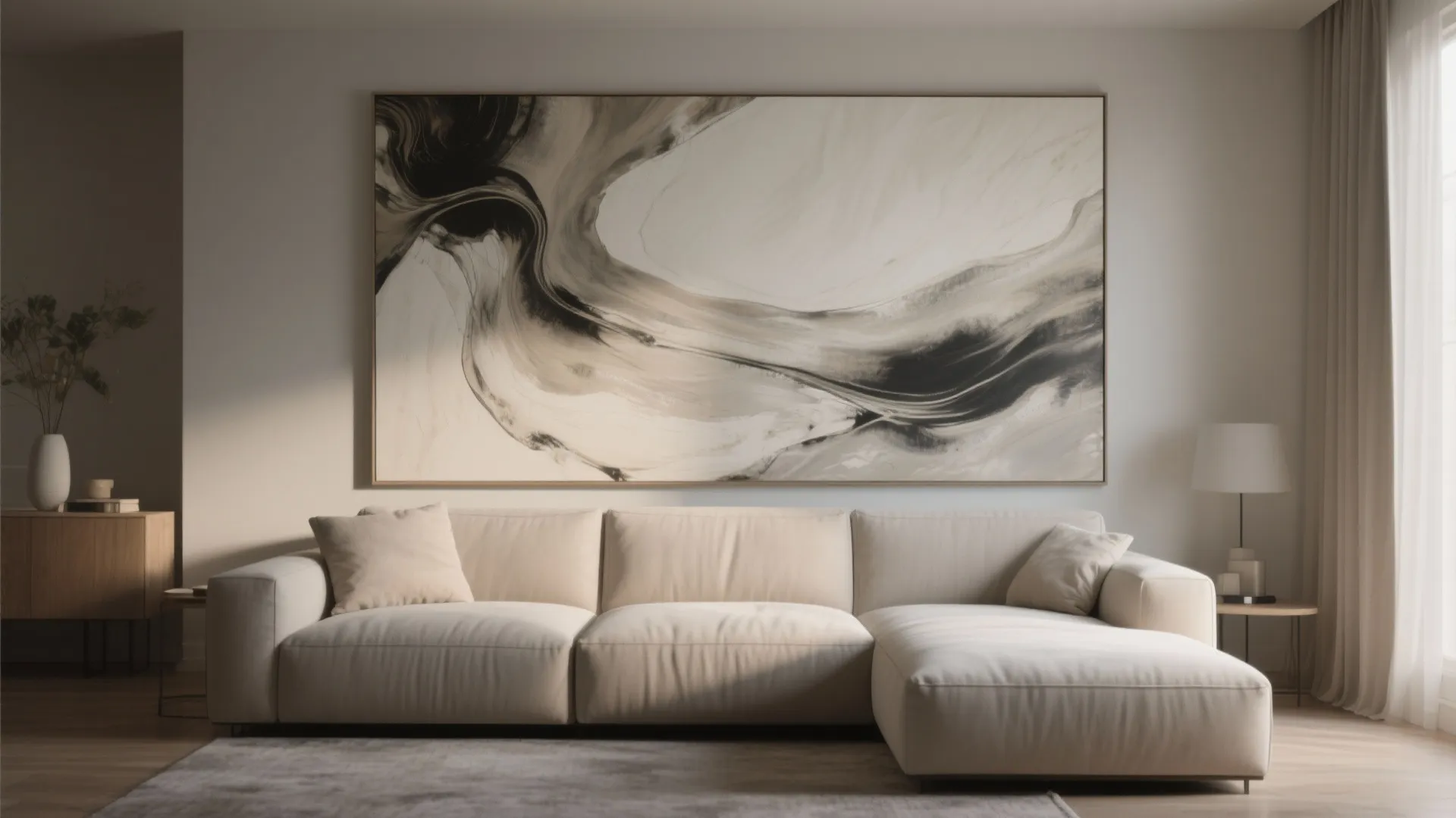 3. Oversized single landscape or abstract