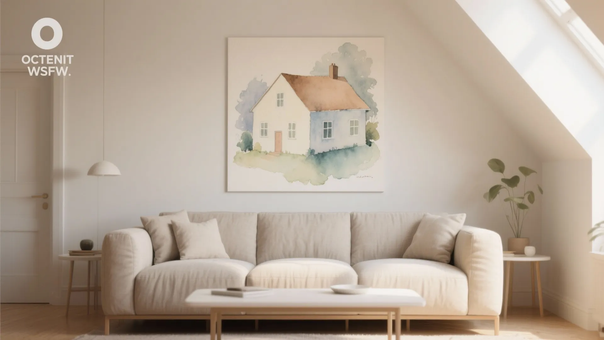 Oversized Watercolor as the Room Anchor